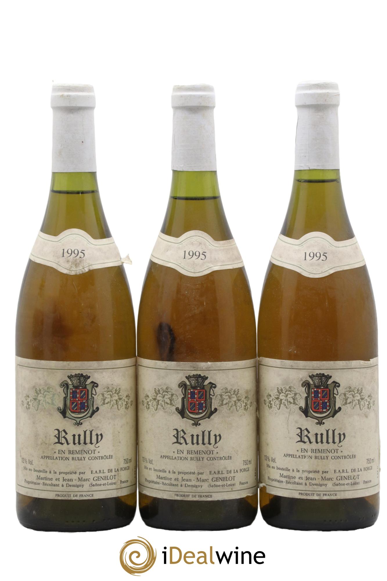 Rully En Remenot Martine et Jean-Marc Genelot 1995 - Lot de 3 bouteilles - 0