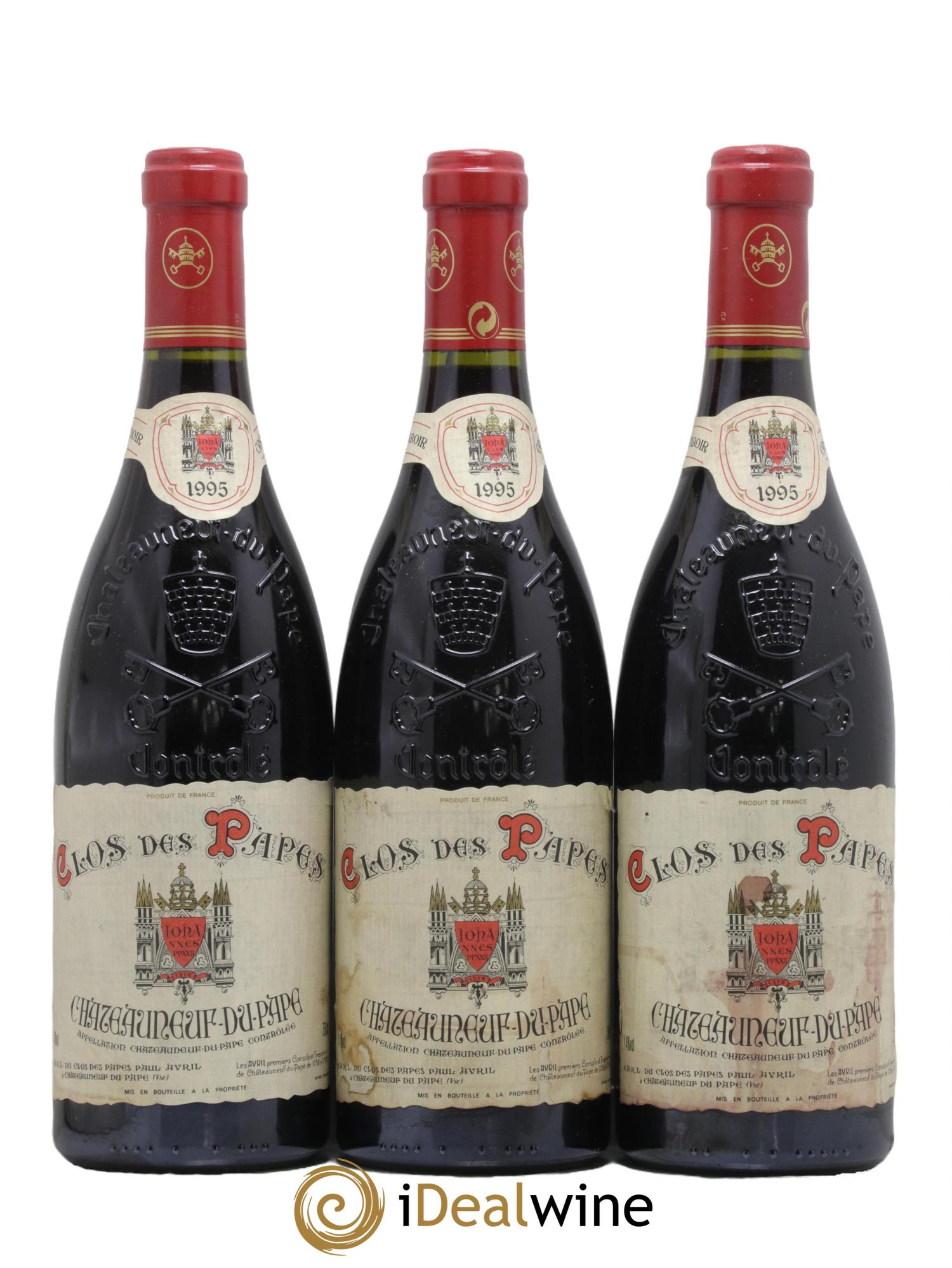 Châteauneuf-du-Pape Clos des Papes - Paul Avril 1995 - Lot de 3 bouteilles - 0