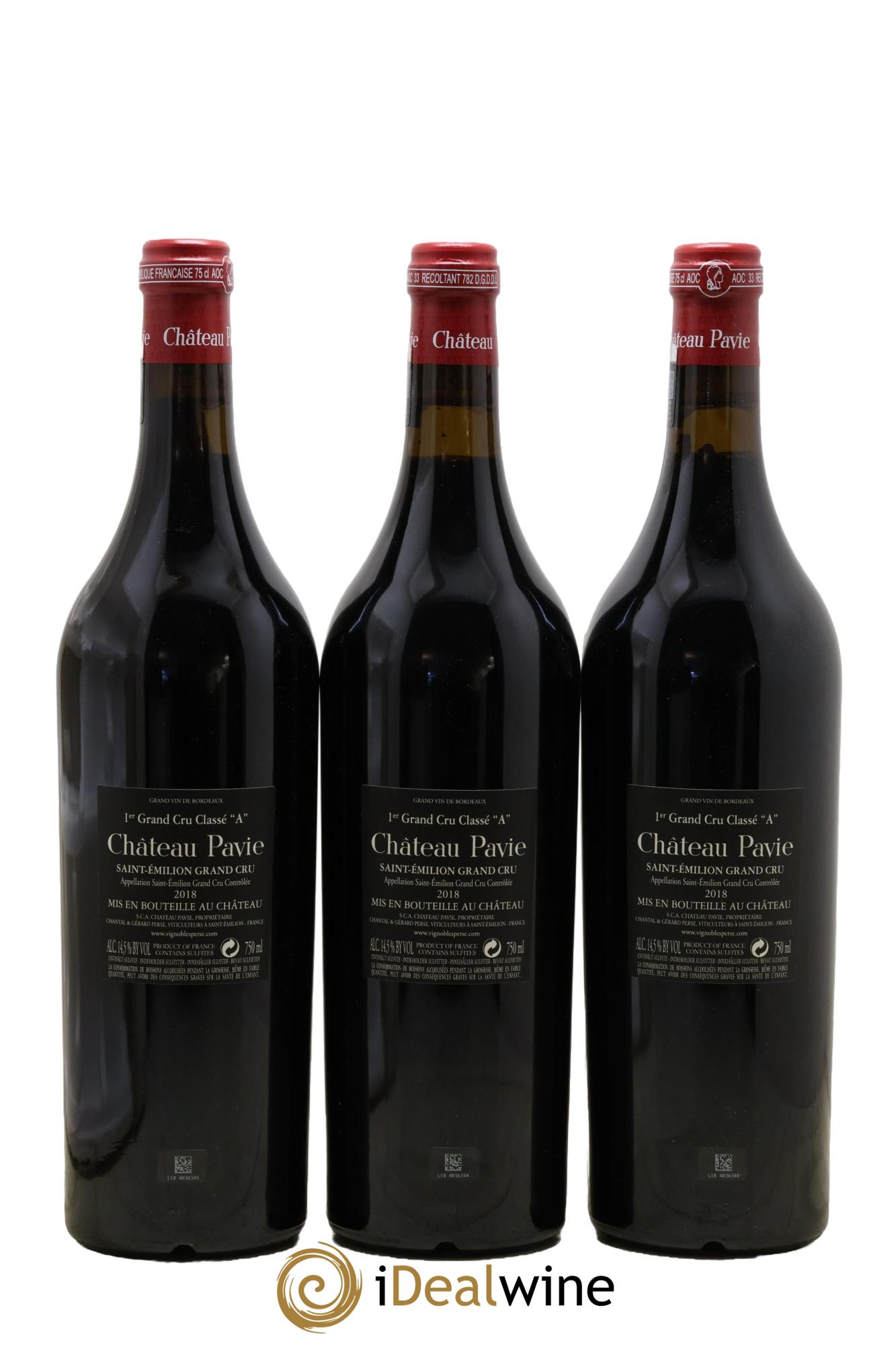 Château Pavie 1er Grand Cru Classé A 2018 - Lot de 3 bouteilles - 1