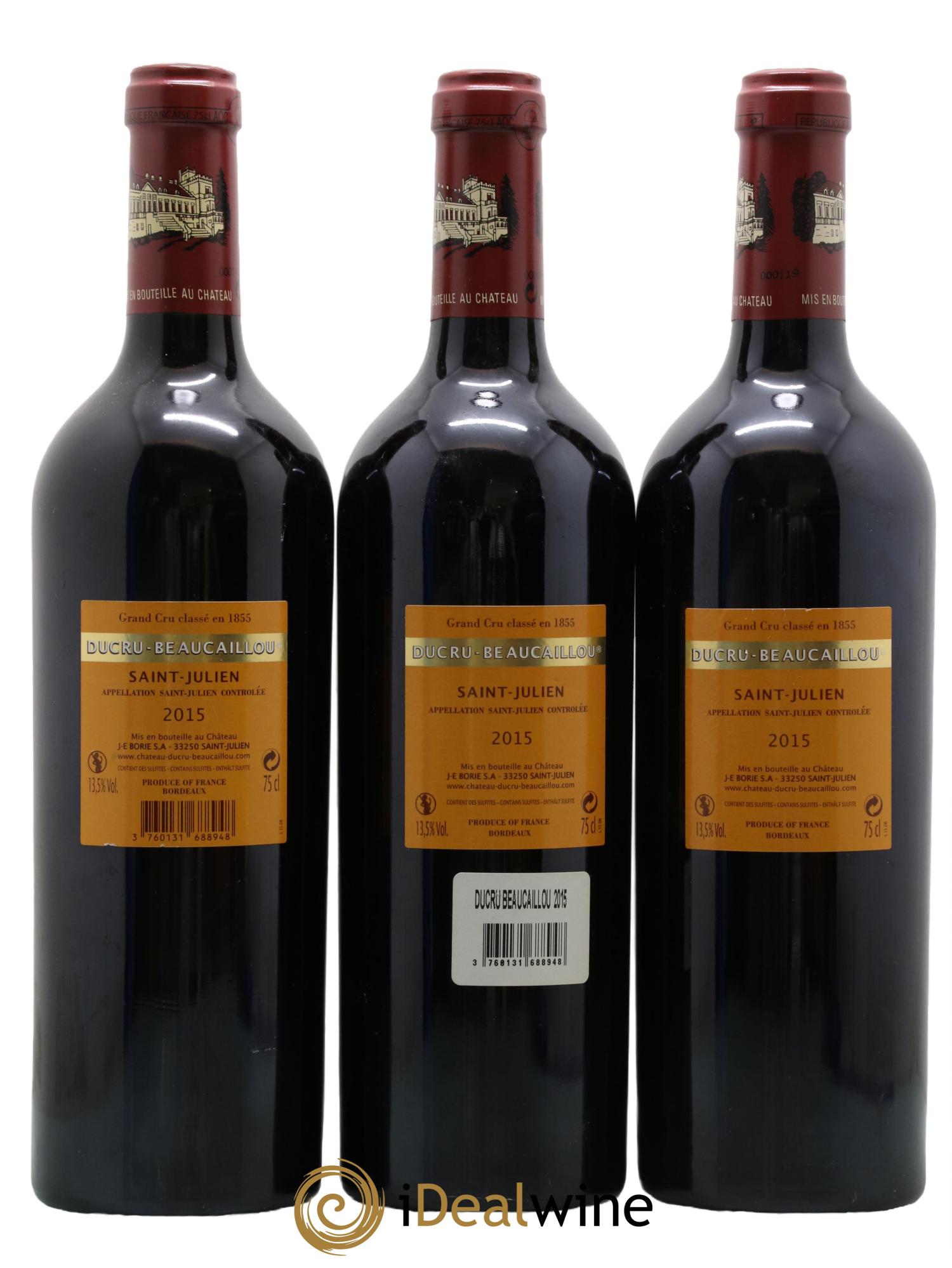 Château Ducru Beaucaillou 2ème Grand Cru Classé 2015 - Lot de 3 bouteilles - 1
