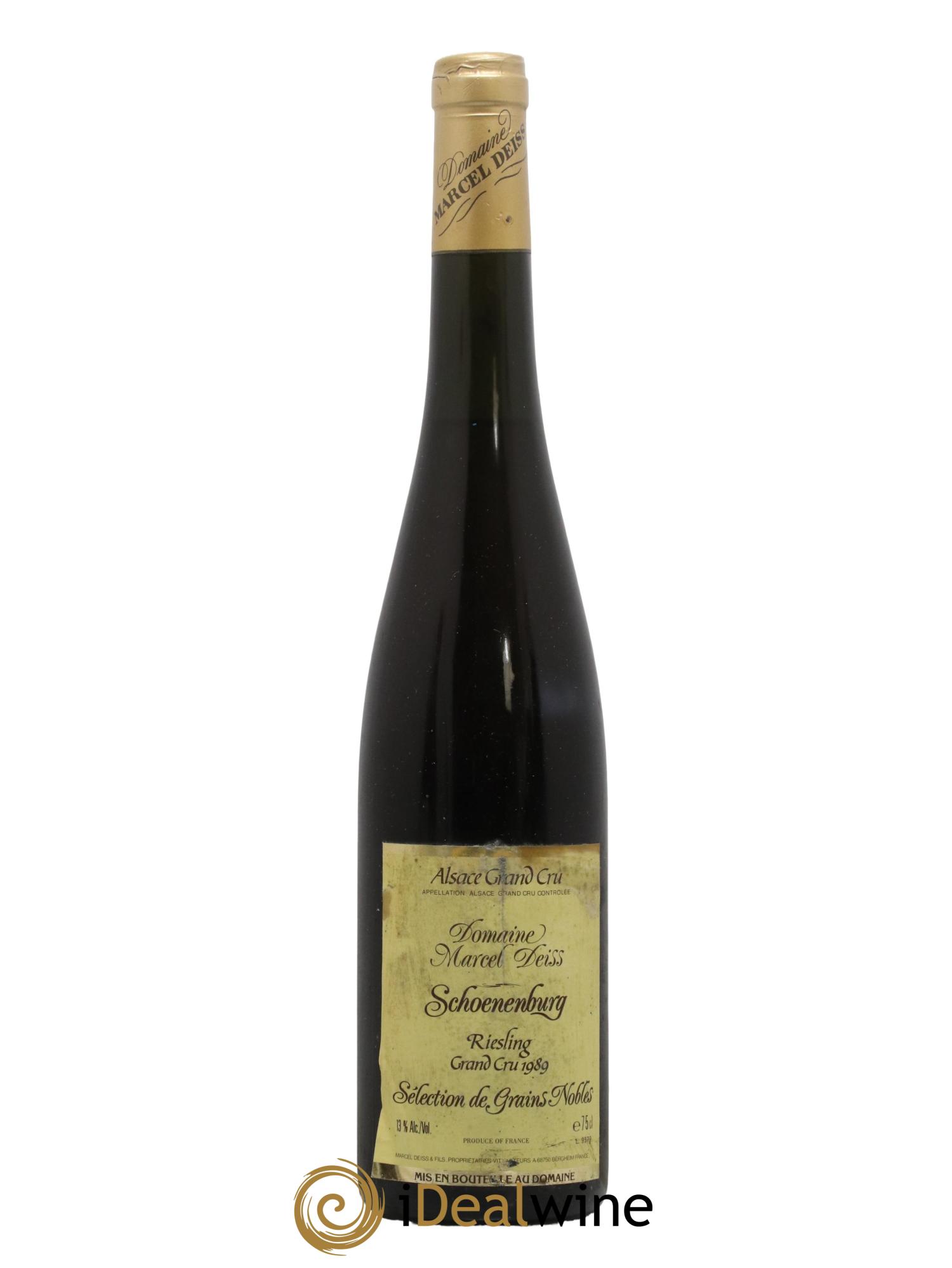 Alsace Riesling Sélection de Grains Nobles Grand Cru Schoenenbourg Marcel Deiss (Domaine) Grand Cru Schoenenburg Riesling Selection de Grains Nobles Domaine Marcel Deiss 1989 - Lot of 1 bottle - 0
