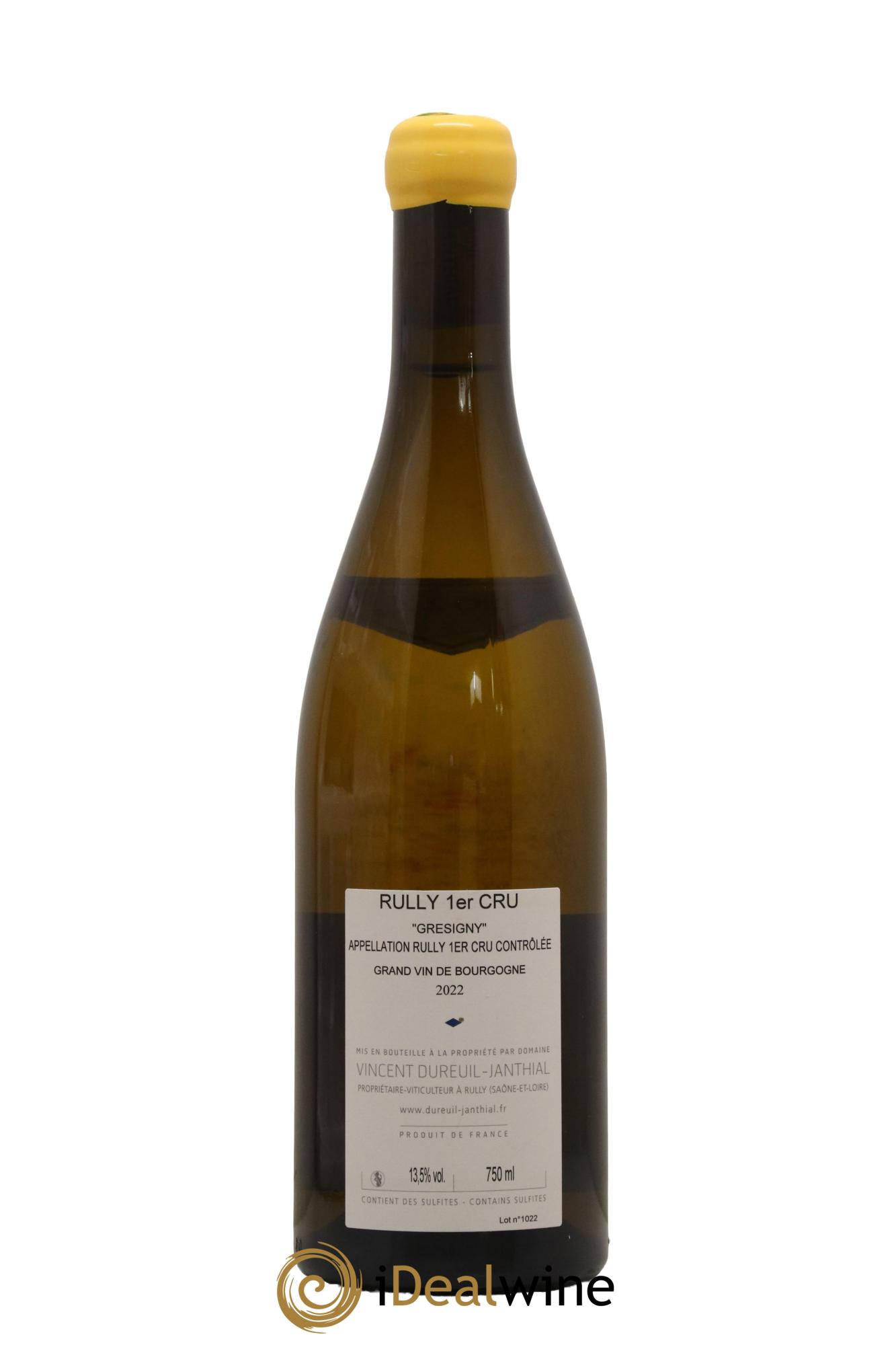 Rully 1er Cru Grésigny Vieilles Vignes Vincent Dureuil-Janthial 2022 - Lot de 1 bouteille - 1