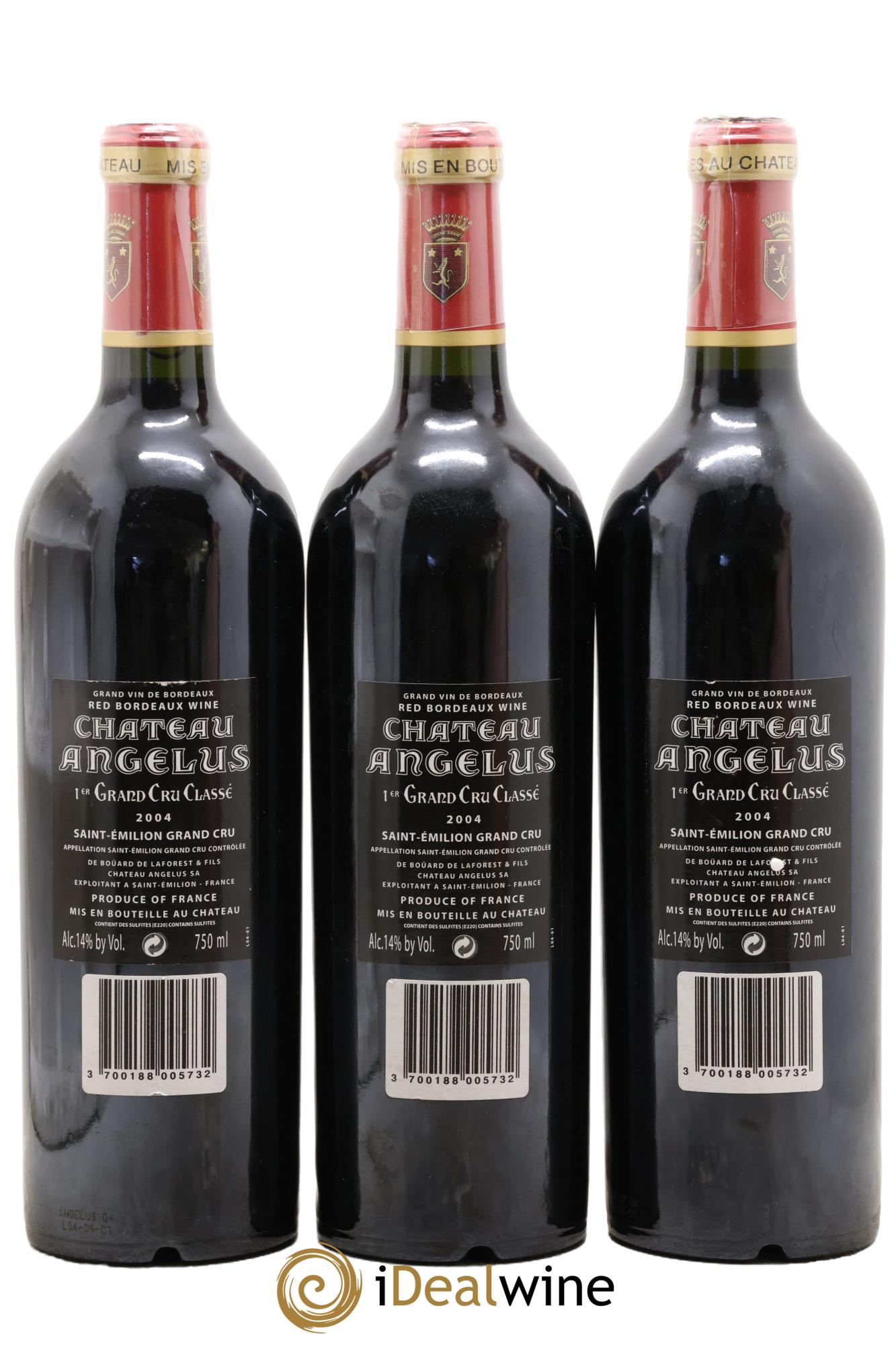 Château Angélus 1er Grand Cru Classé A 2004 - Lot of 3 bottles - 1
