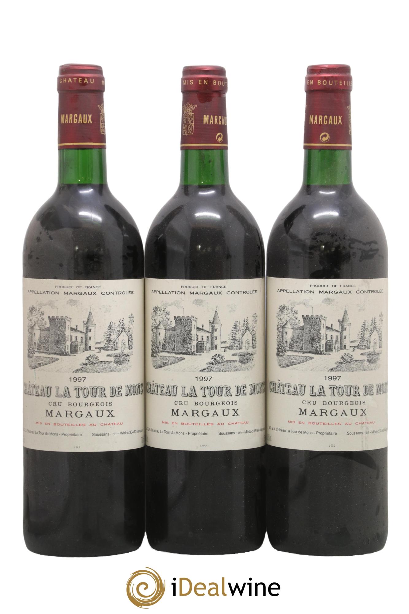Château la Tour de Mons Cru Bourgeois 1997 - Lot de 3 bouteilles - 0