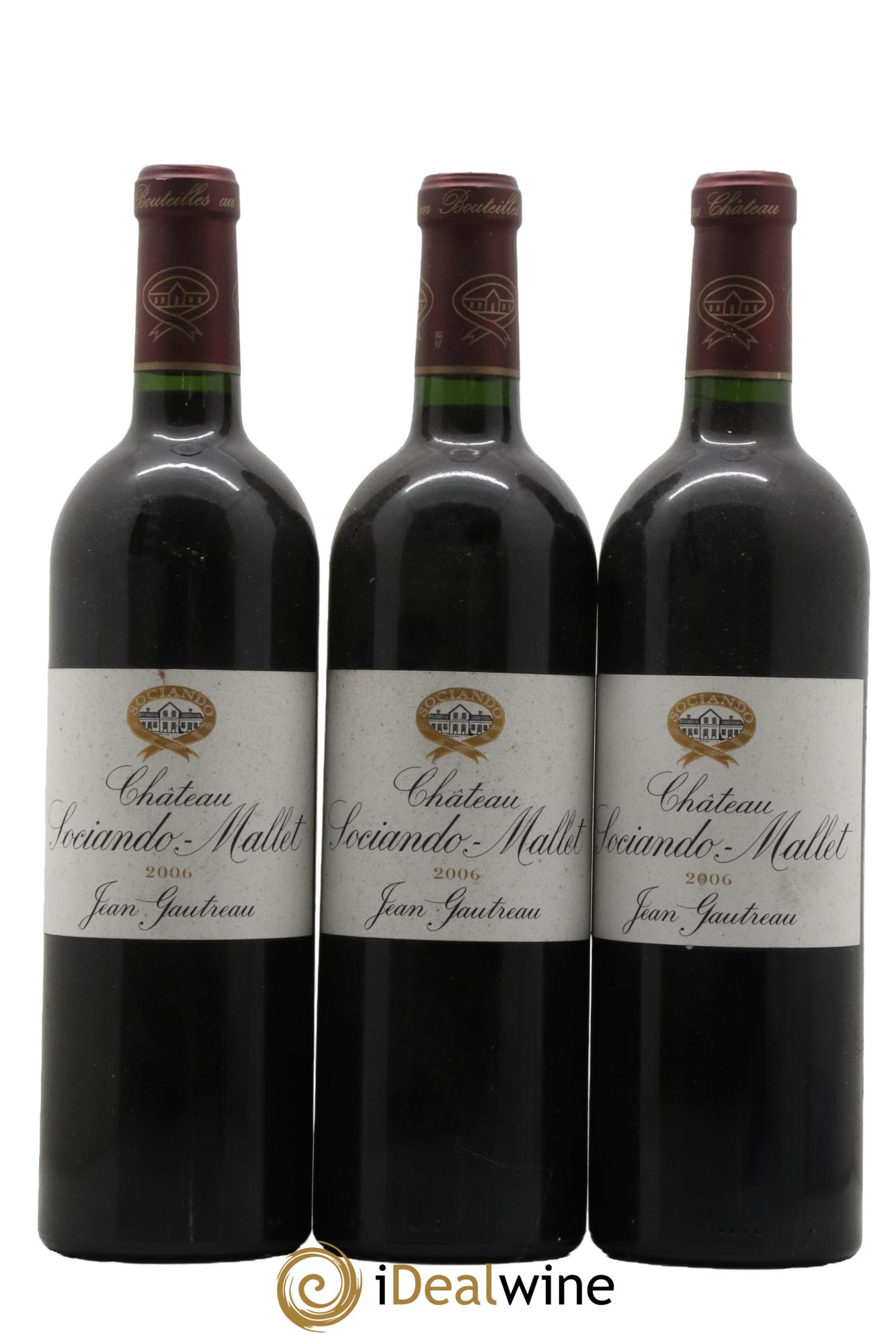 Château Sociando Mallet 2006 - Lotto di 3 bottiglie - 0