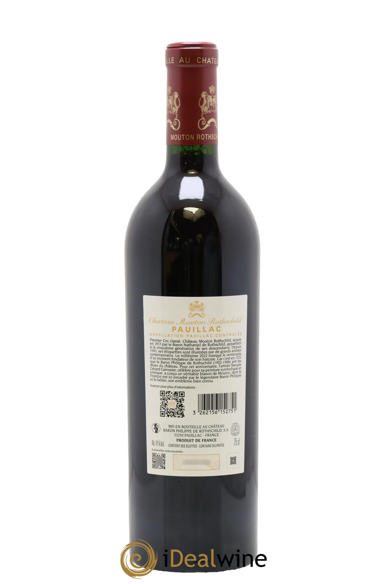 Château Mouton Rothschild 1er Grand Cru Classé 2022 - Lot de 1 bouteille - 1