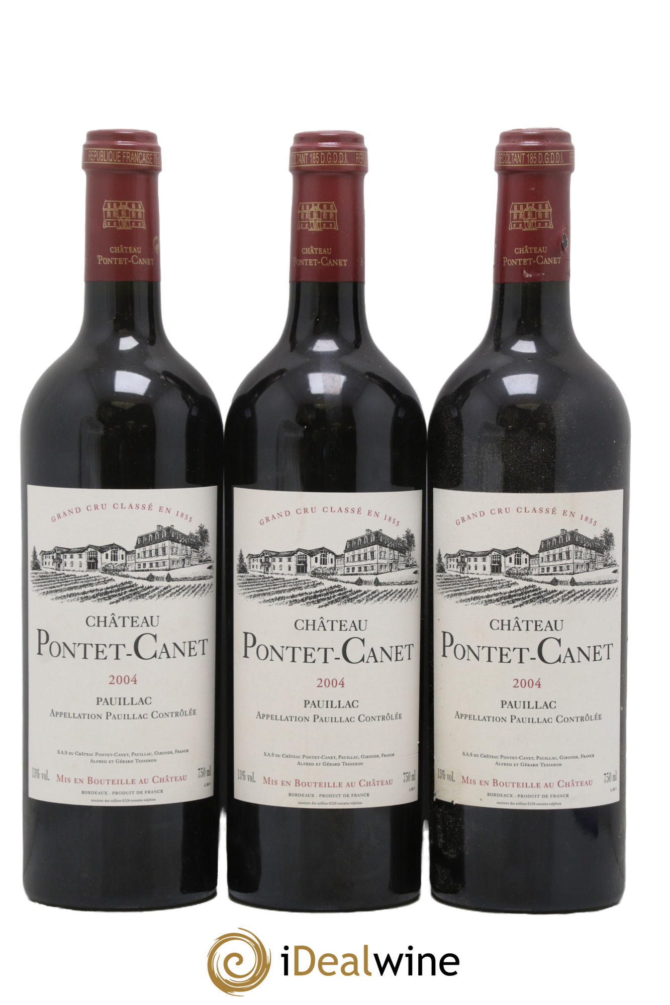 Château Pontet Canet 5ème Grand Cru Classé 2004 - Lot de 3 bouteilles - 0
