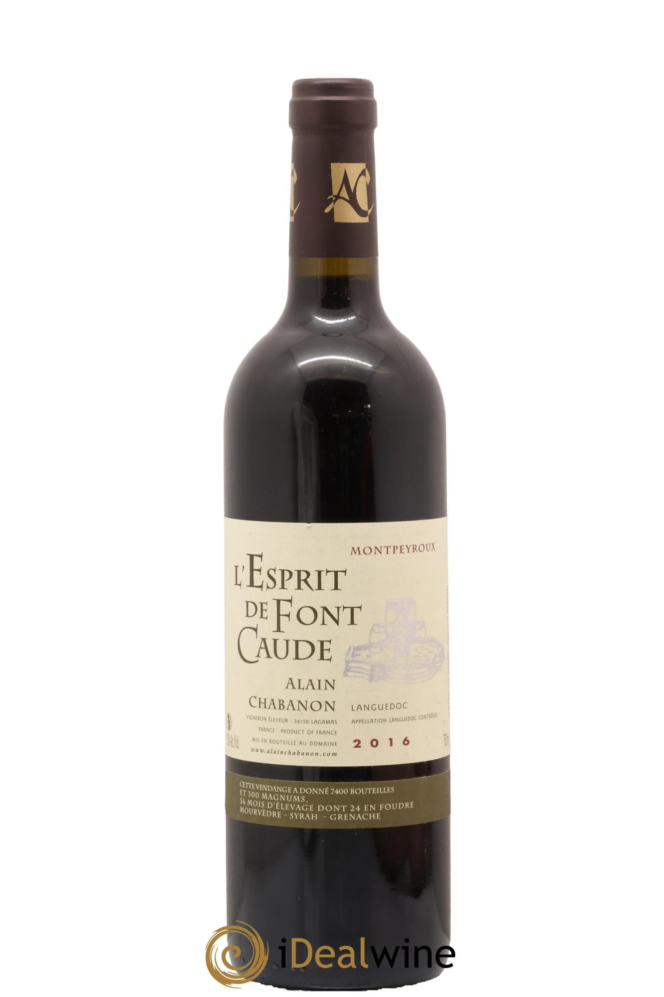 Languedoc Montpeyroux Alain Chabanon (Domaine) L'Esprit de Font Caude 2016 - Lot de 1 bouteille - 0