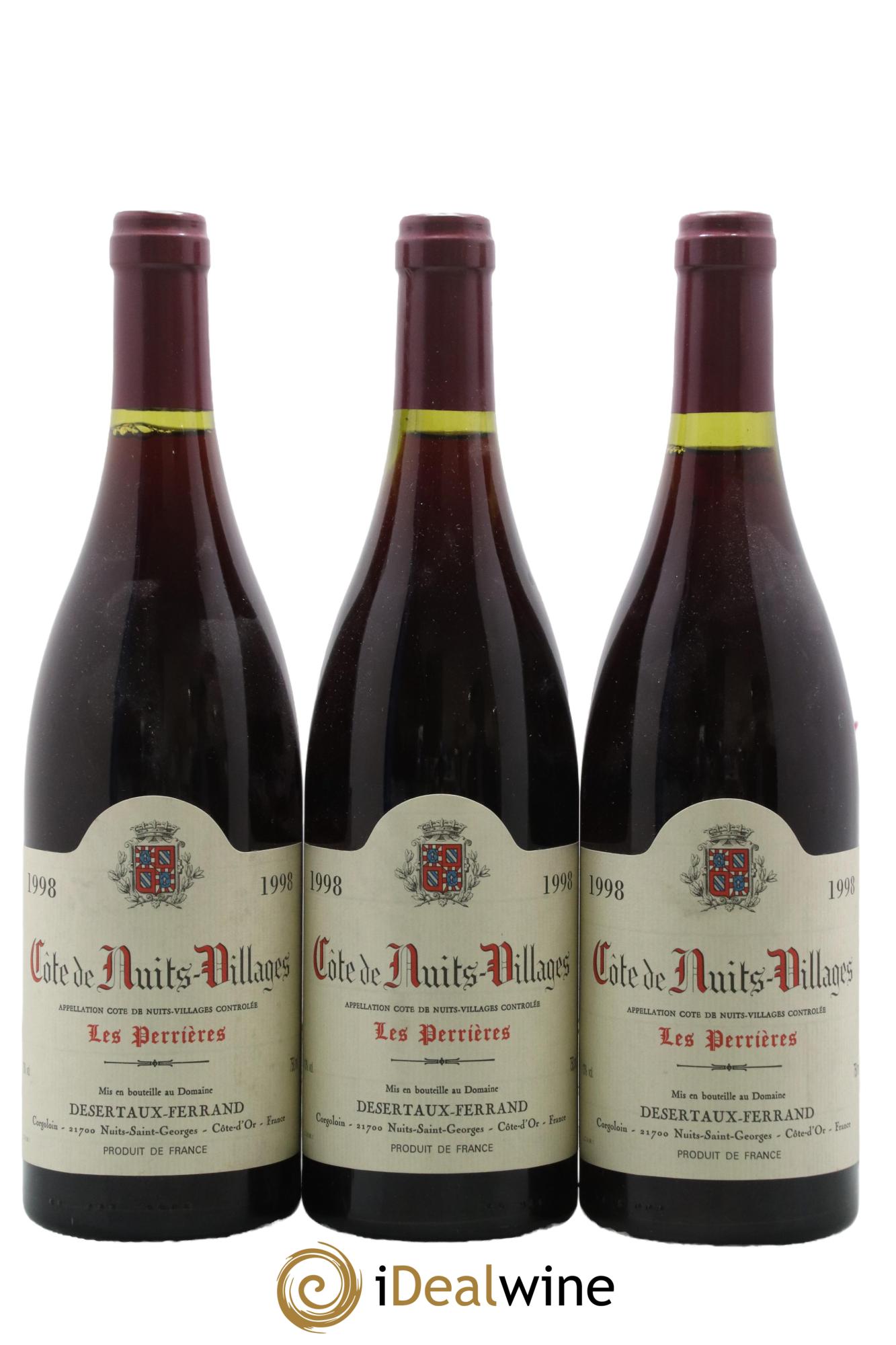 Côte de Nuits-Villages Les Perrières Domaine Désertaux-Ferrand 1998 - Lot de 3 bouteilles - 0
