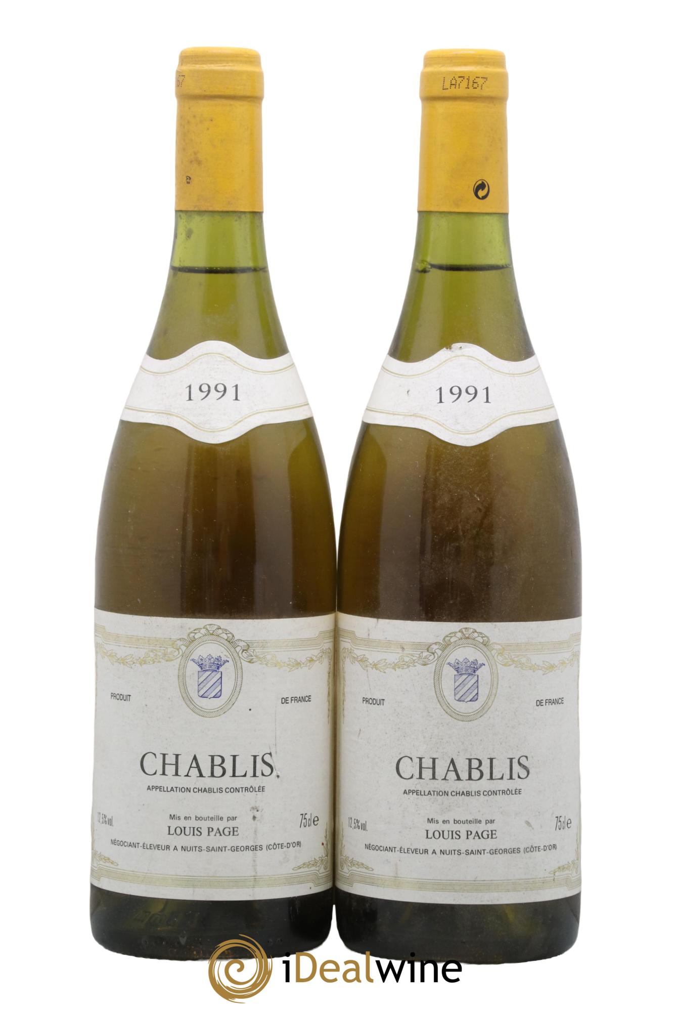 Chablis Domaine Louis Page 1991 - Lot de 2 bouteilles - 0