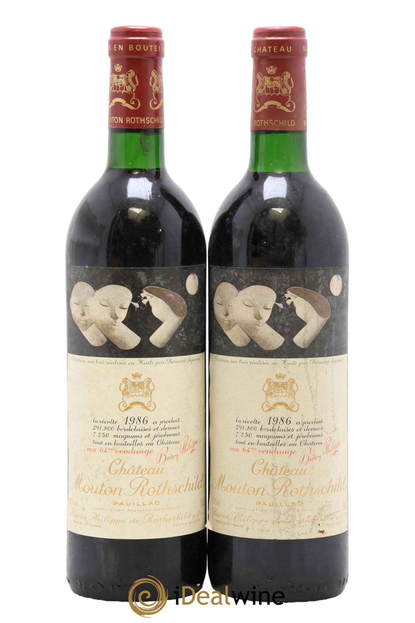 Château Mouton Rothschild 1er Grand Cru Classé 1986 - Lot de 2 bouteilles - 0