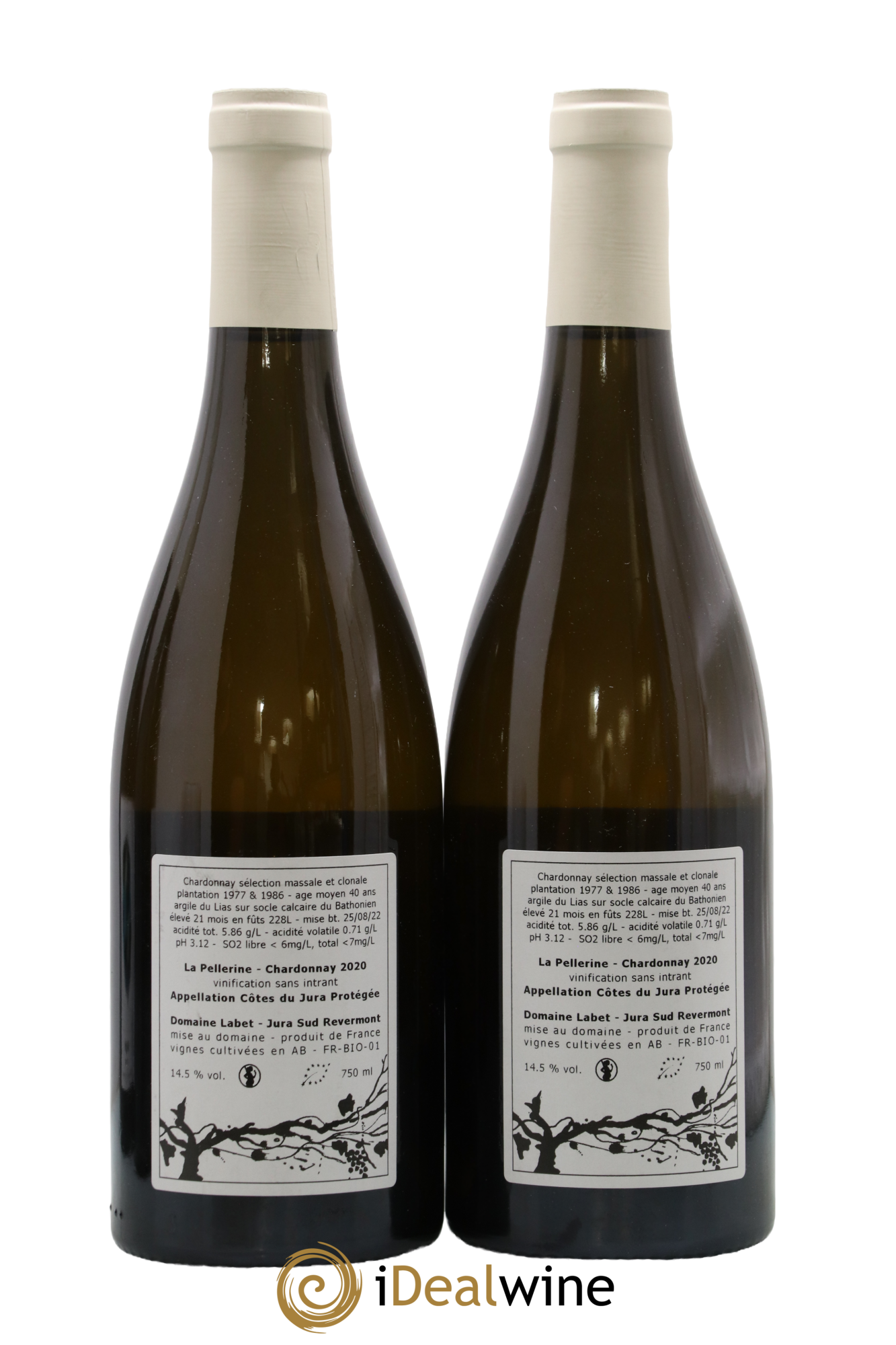 Côtes du Jura Chardonnay La Pellerine Romain - Julien - Charline Labet 2020 - Lot de 2 bouteilles - 1