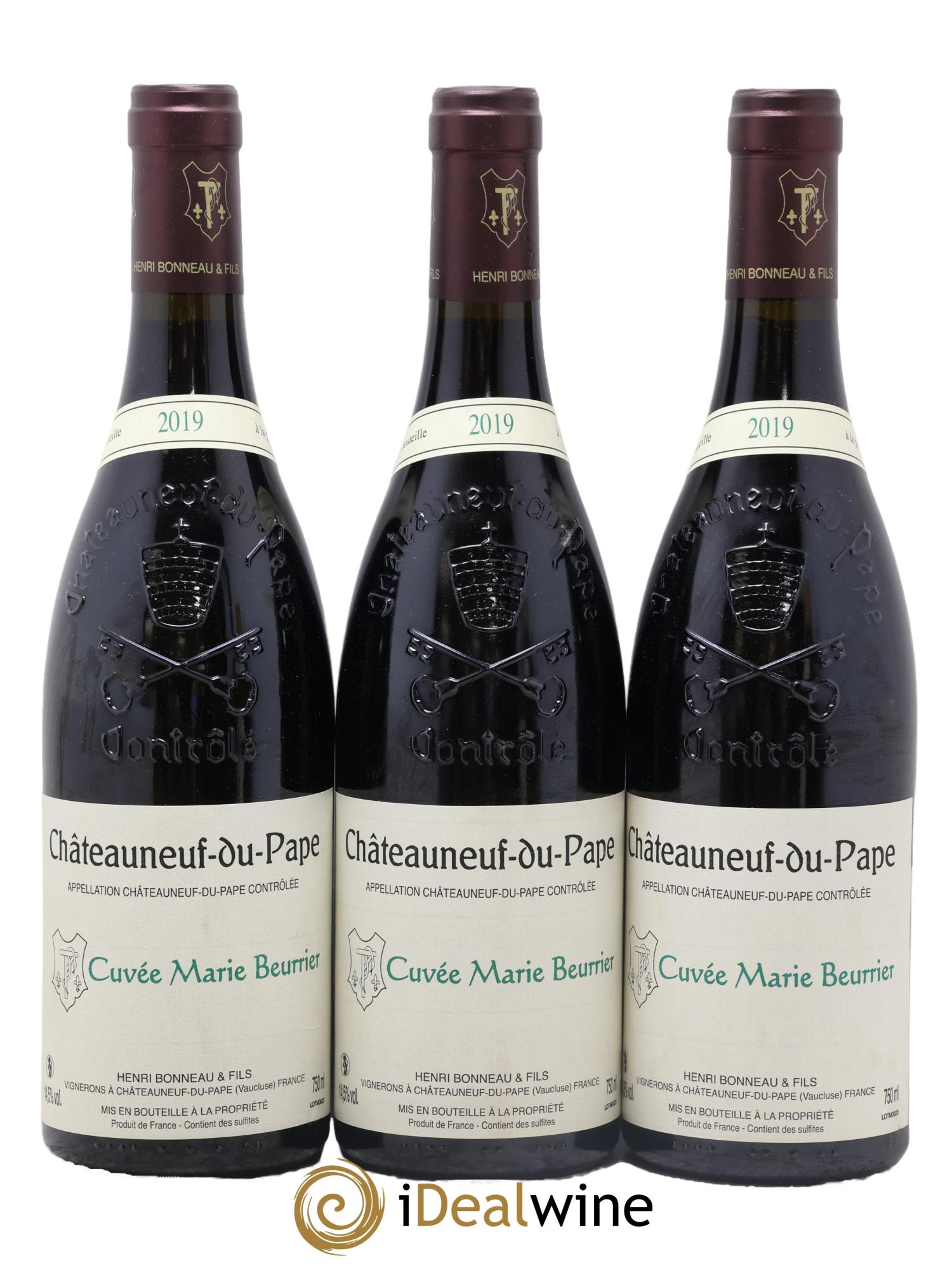 Châteauneuf-du-Pape Marie Beurrier Henri Bonneau & Fils 2019 - Lotto di 3 bottiglie - 0