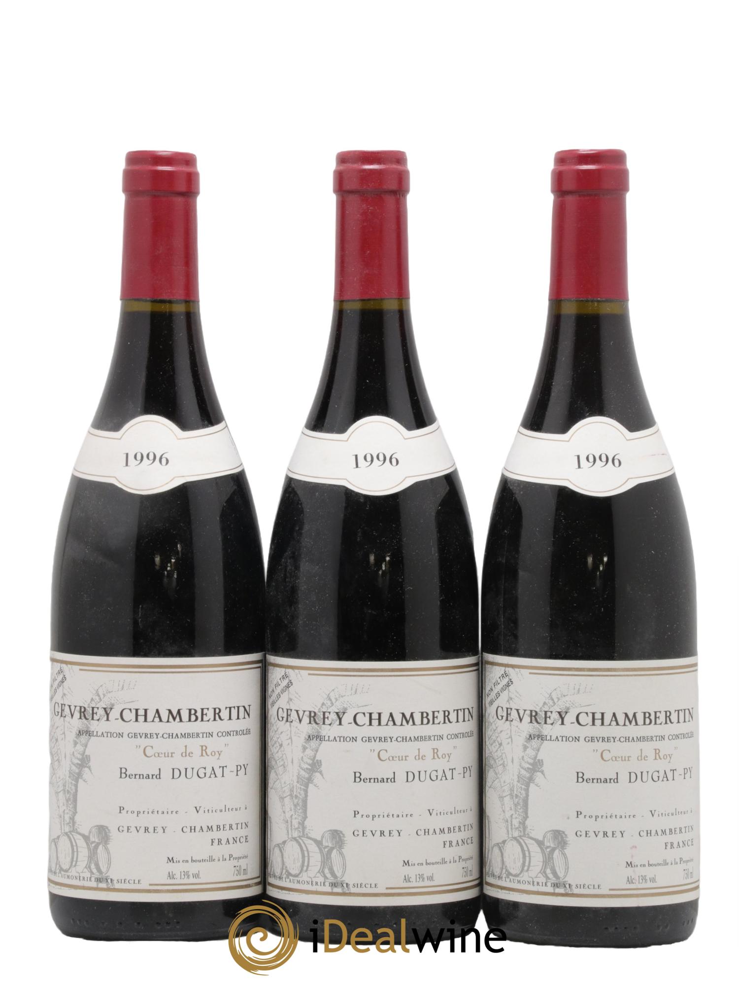 Gevrey-Chambertin Coeur de Roy Vieilles Vignes Dugat-Py 1996 - Lot de 3 bouteilles - 0