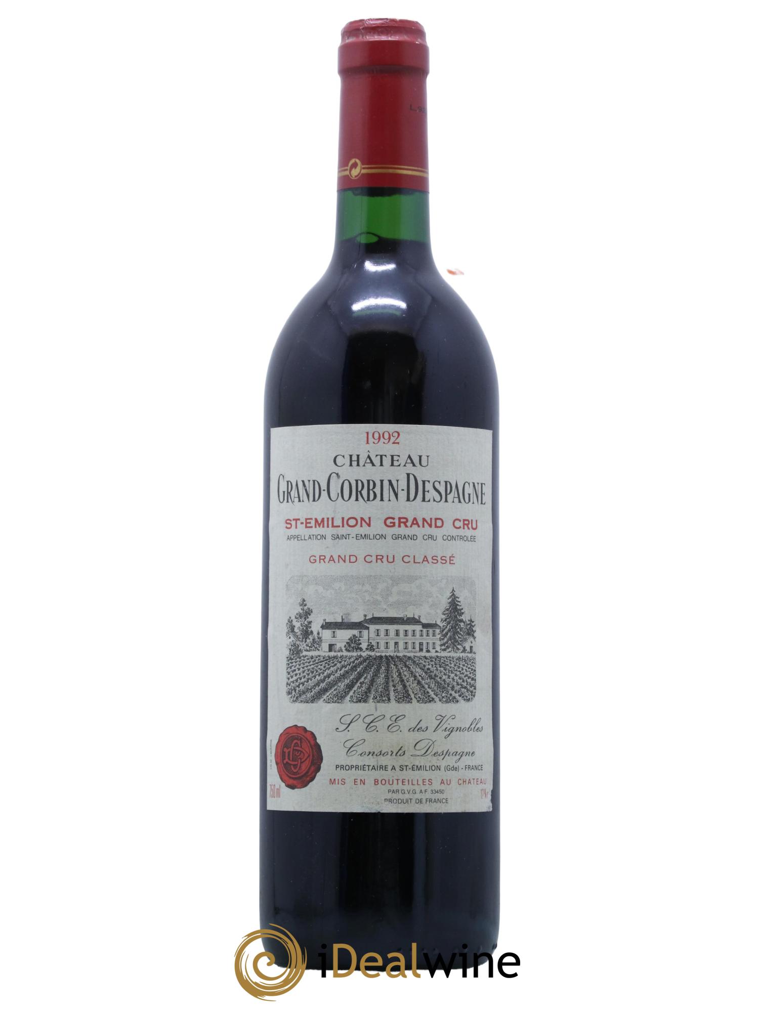 Château Grand Corbin Despagne Grand Cru Classé 1992 - Lot de 1 bouteille - 0