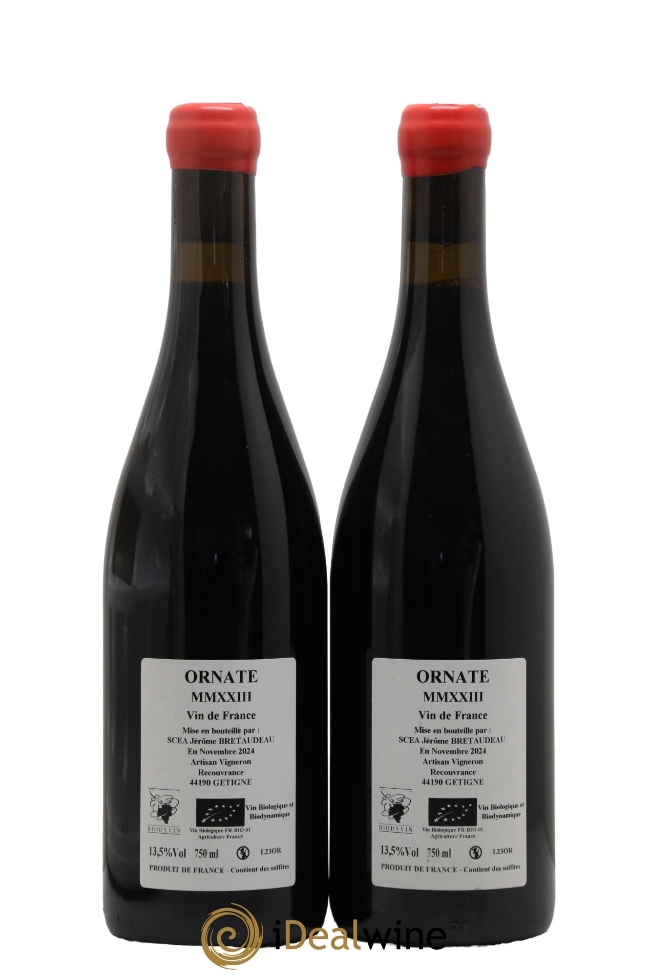 Vin de France Merlot Ornaté Jérôme Bretaudeau - Domaine de Bellevue 2023 - Lot de 2 bouteilles - 1
