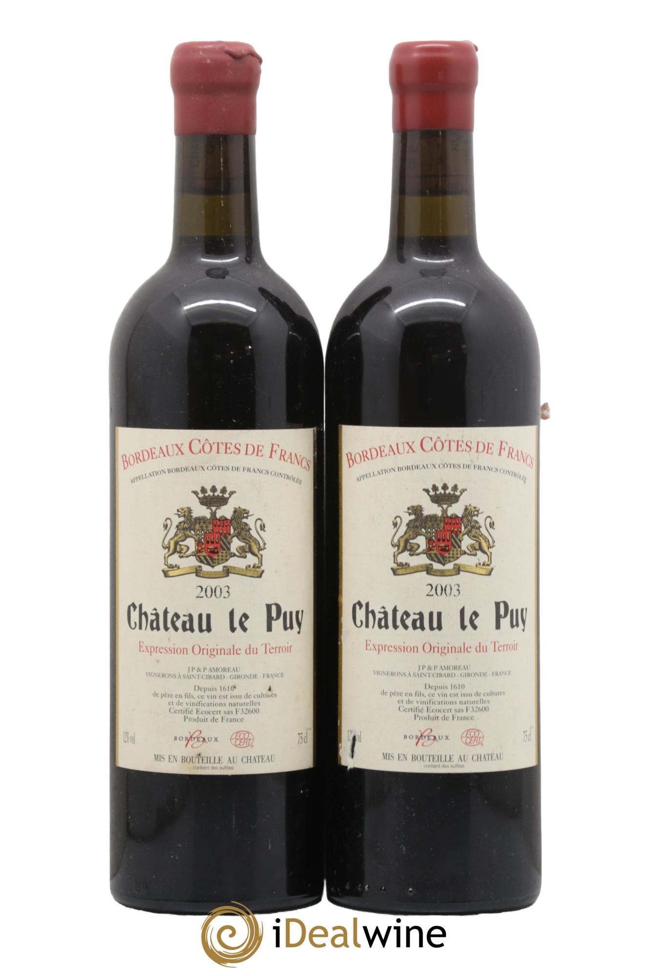 Château Le Puy 2003 - Lot de 2 bouteilles - 0