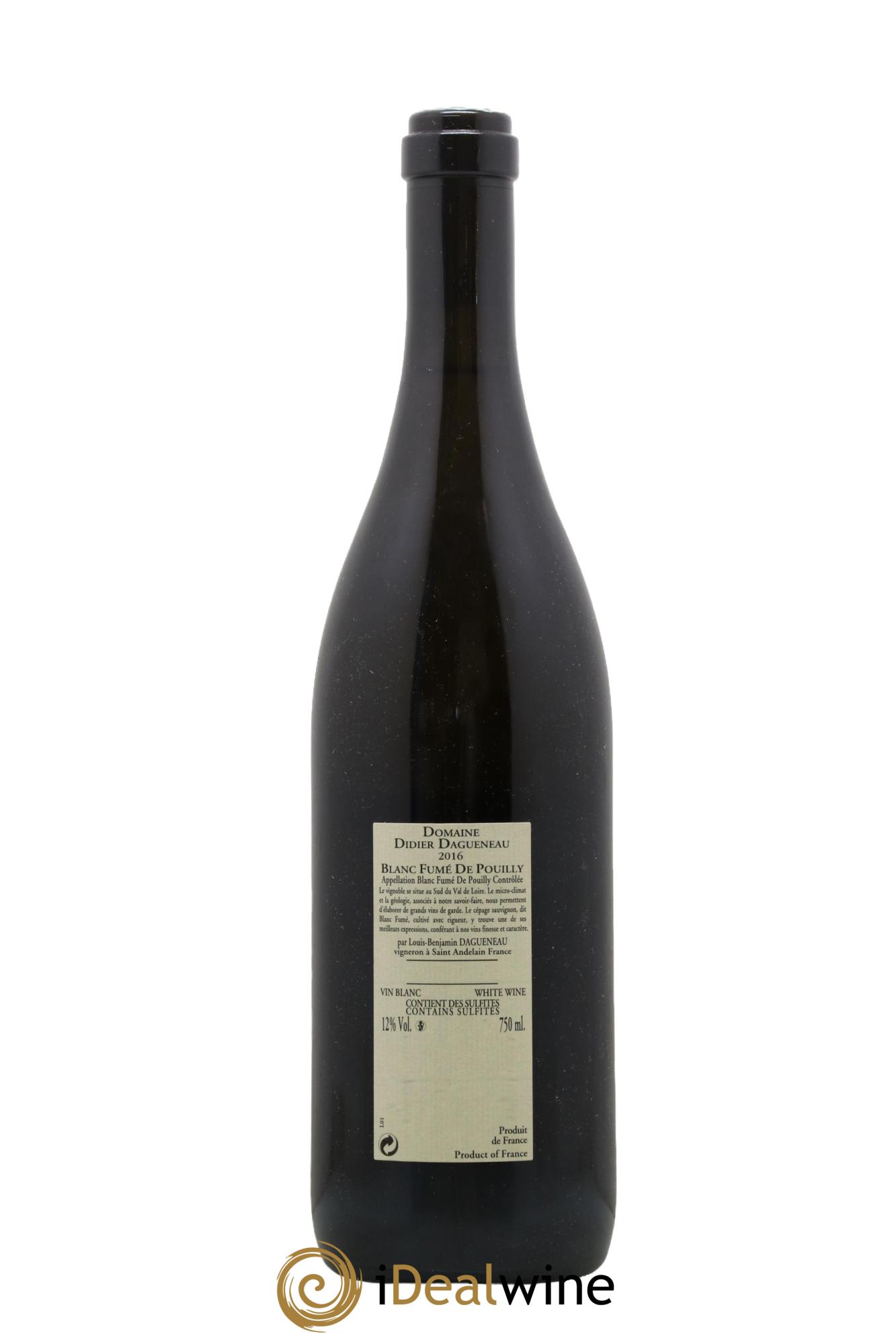Pouilly-Fumé Blanc Fumé de Pouilly Dagueneau (Domaine Didier - Louis-Benjamin) 2016 - Lot de 1 bouteille - 1