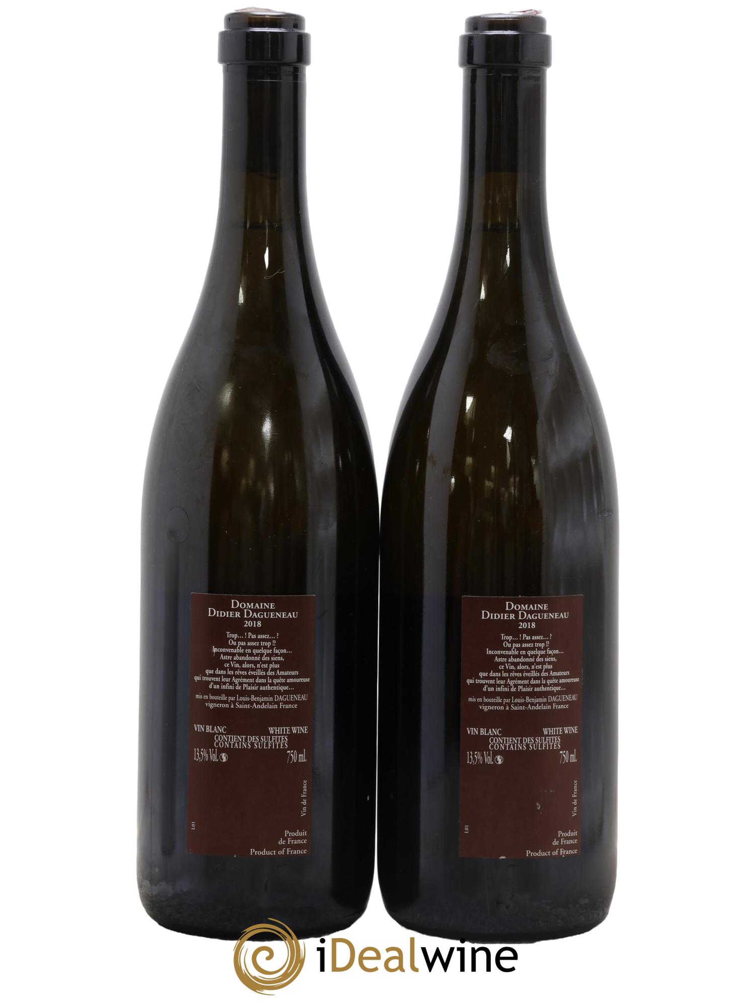 Vin de France (anciennement Pouilly-Fumé) Pur Sang Dagueneau (Domaine Didier - Louis-Benjamin) 2018 - Posten von 2 Flaschen - 1