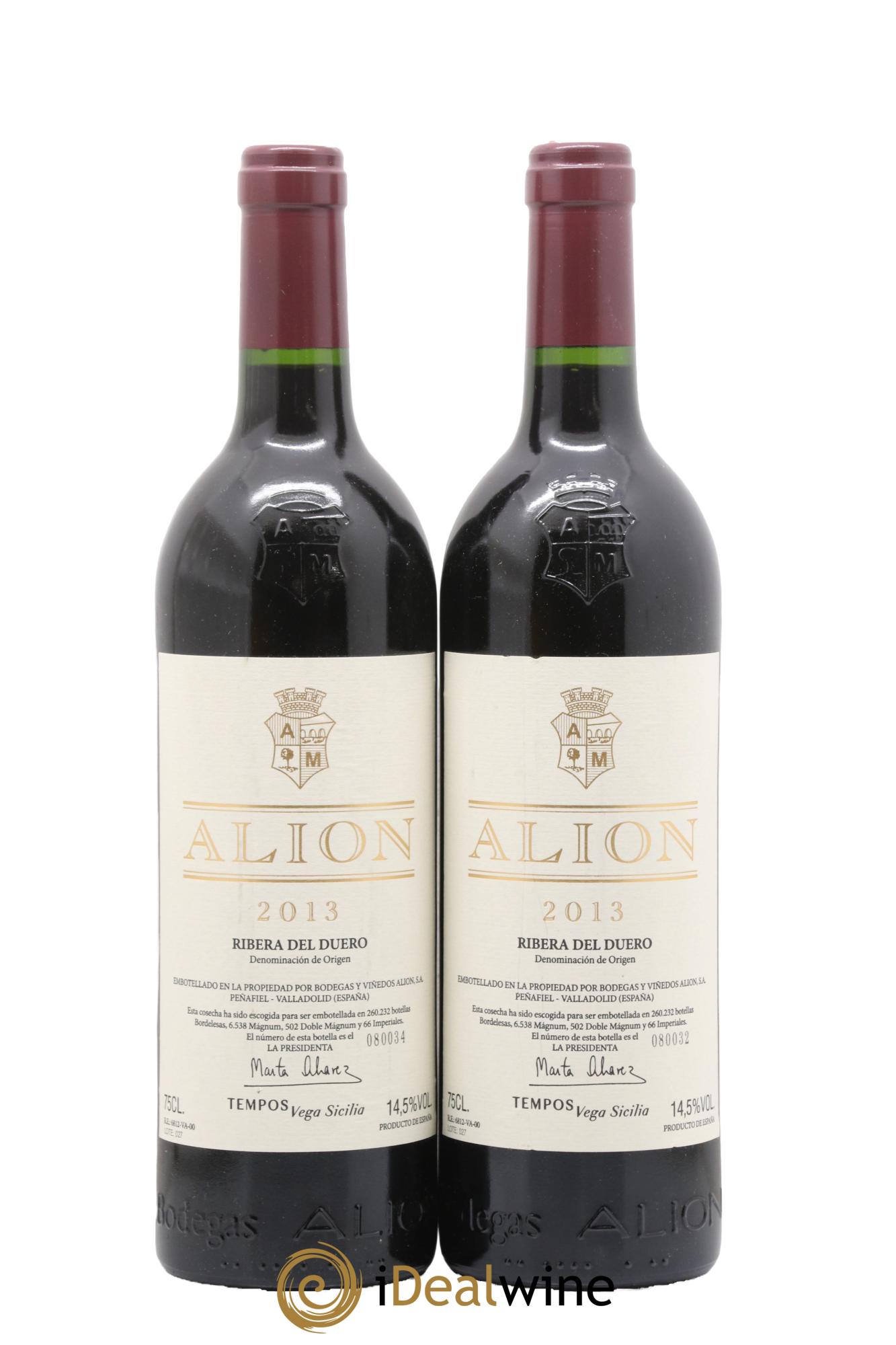 Ribera Del Duero DO Vega Sicilia Alion Famille Alvarez 2013 - Lot de 2 bouteilles - 0