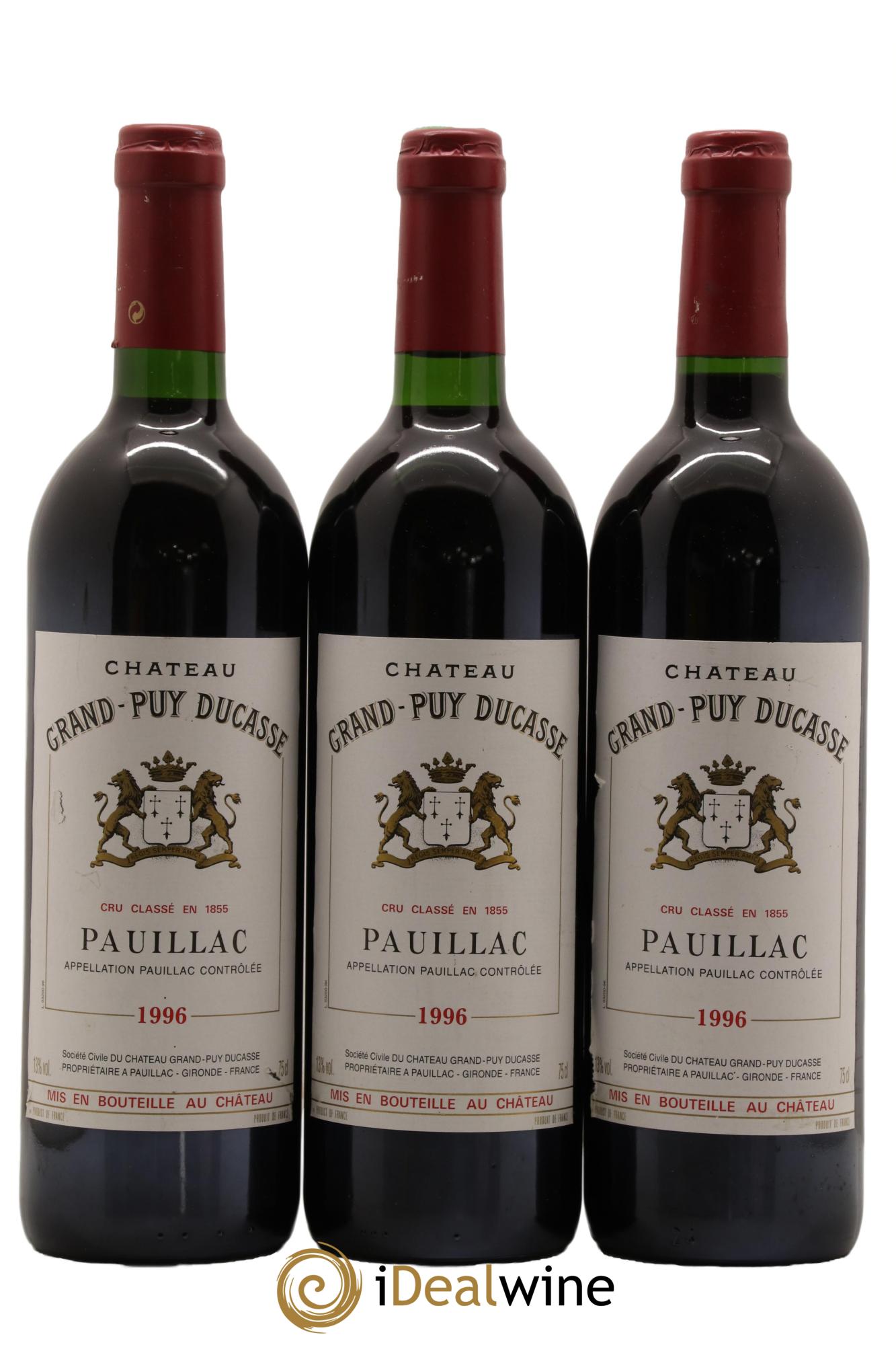 Château Grand Puy Ducasse 5ème Grand Cru Classé 1996 - Posten von 3 Flaschen - 0