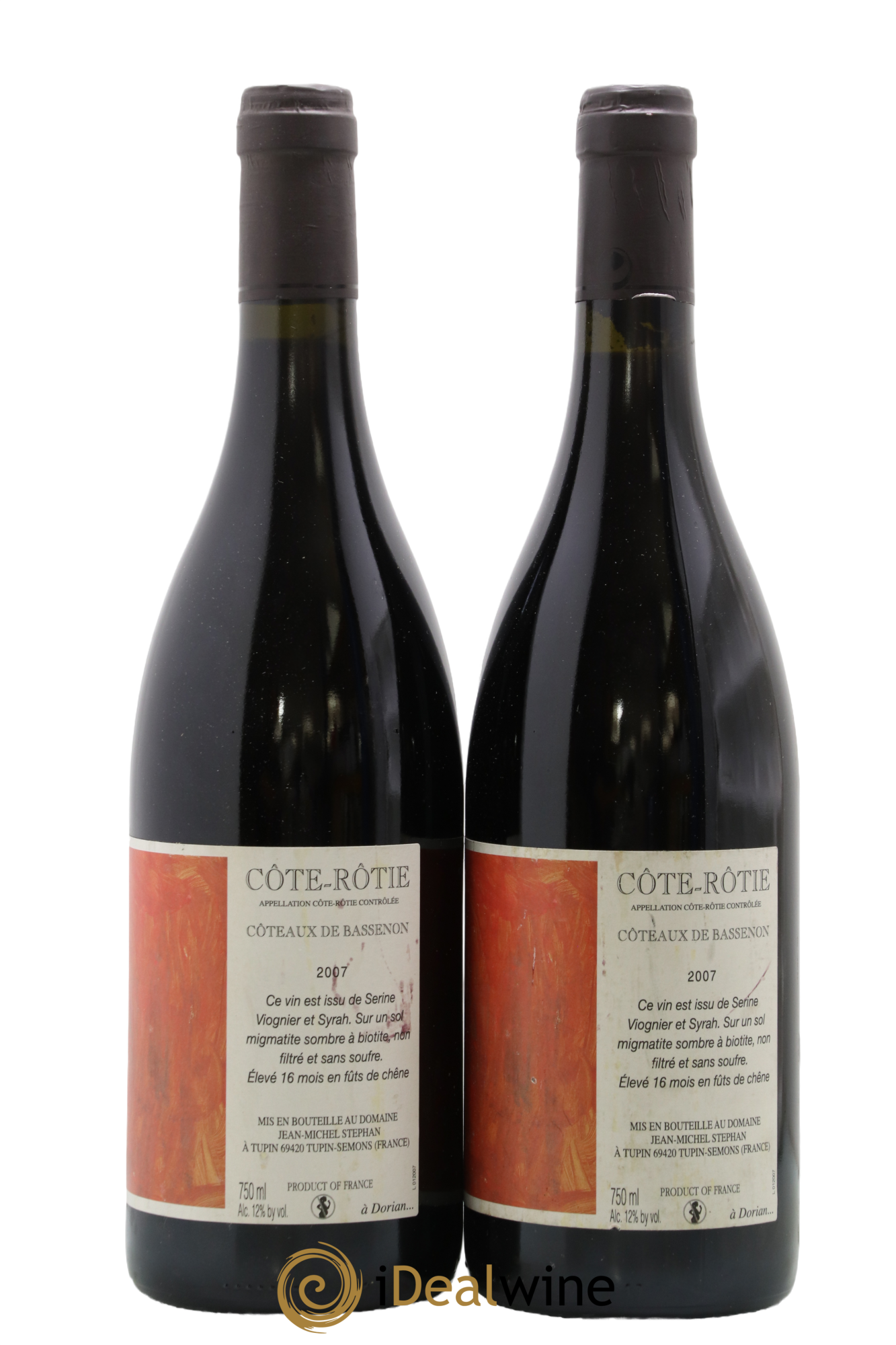 Côte-Rôtie Coteaux de Bassenon Jean-Michel Stephan 2007 - Lot de 2 bouteilles - 0