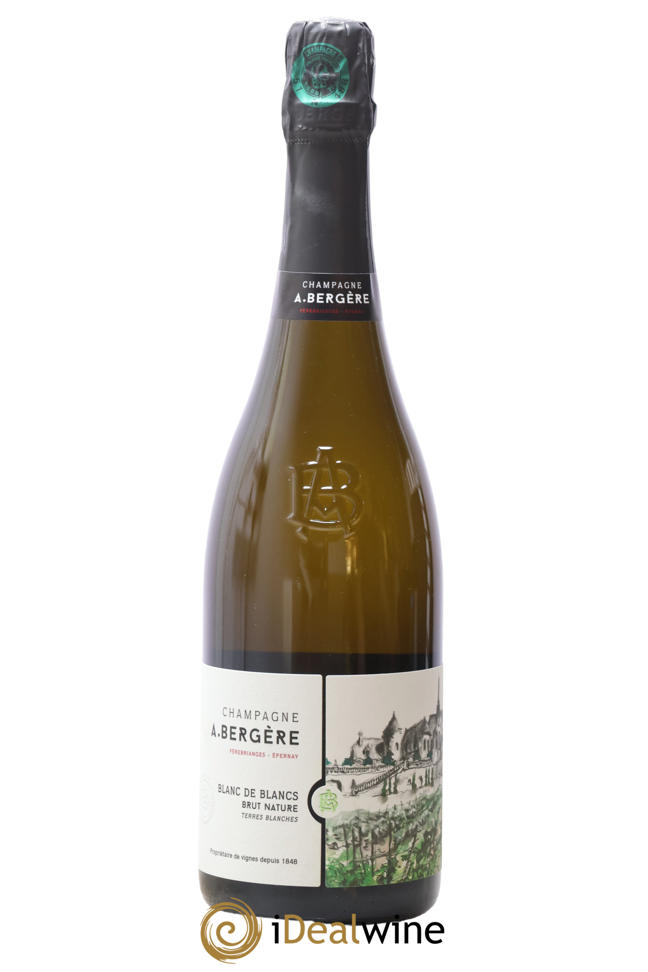 Champagne Brut Nature Blanc De Blancs Terres Blanche A. Bergère - Lot de 1 bouteille - 0
