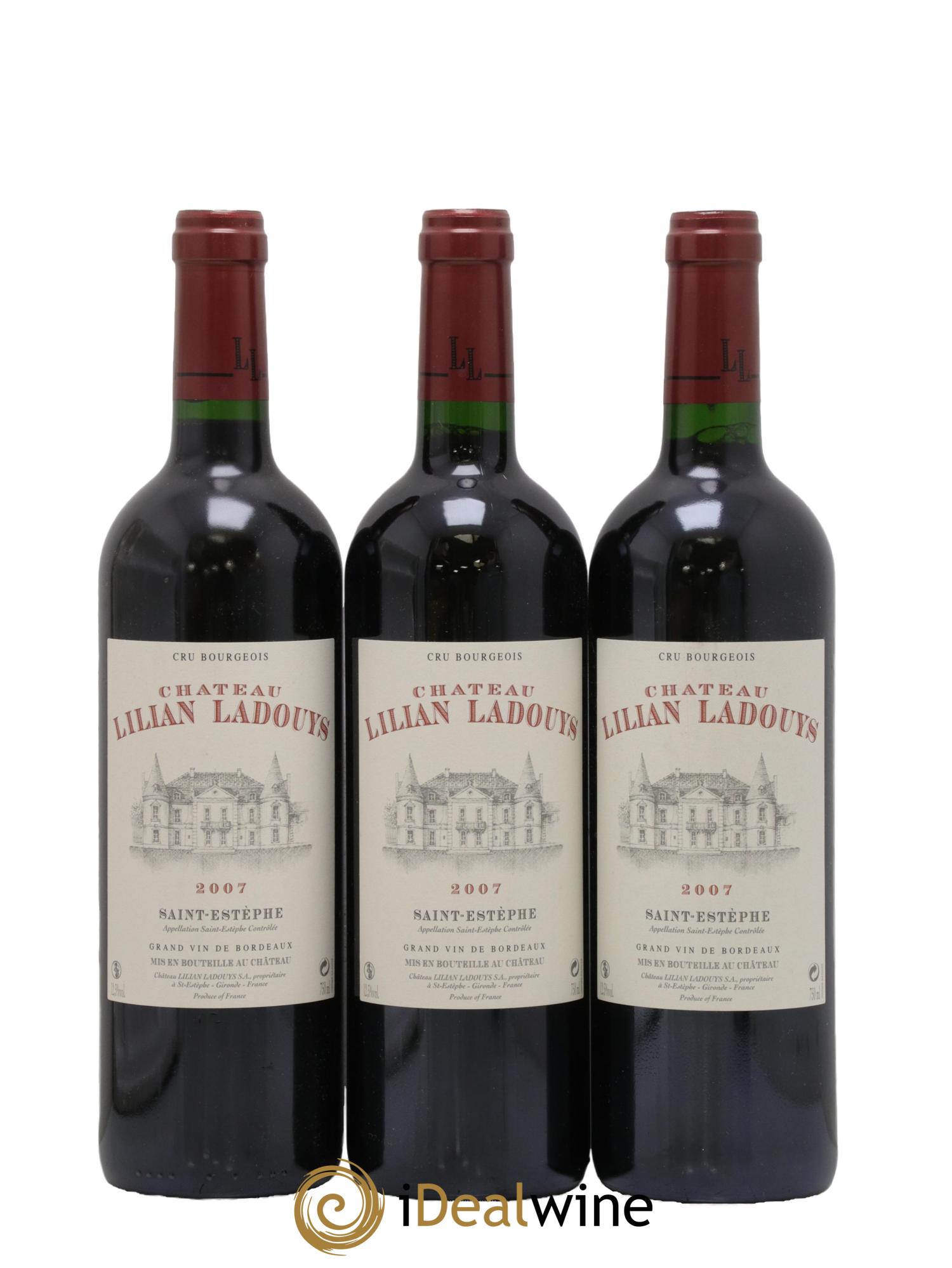 Château Lilian Ladouys Cru Bourgeois 2007 - Lot de 3 bouteilles - 0