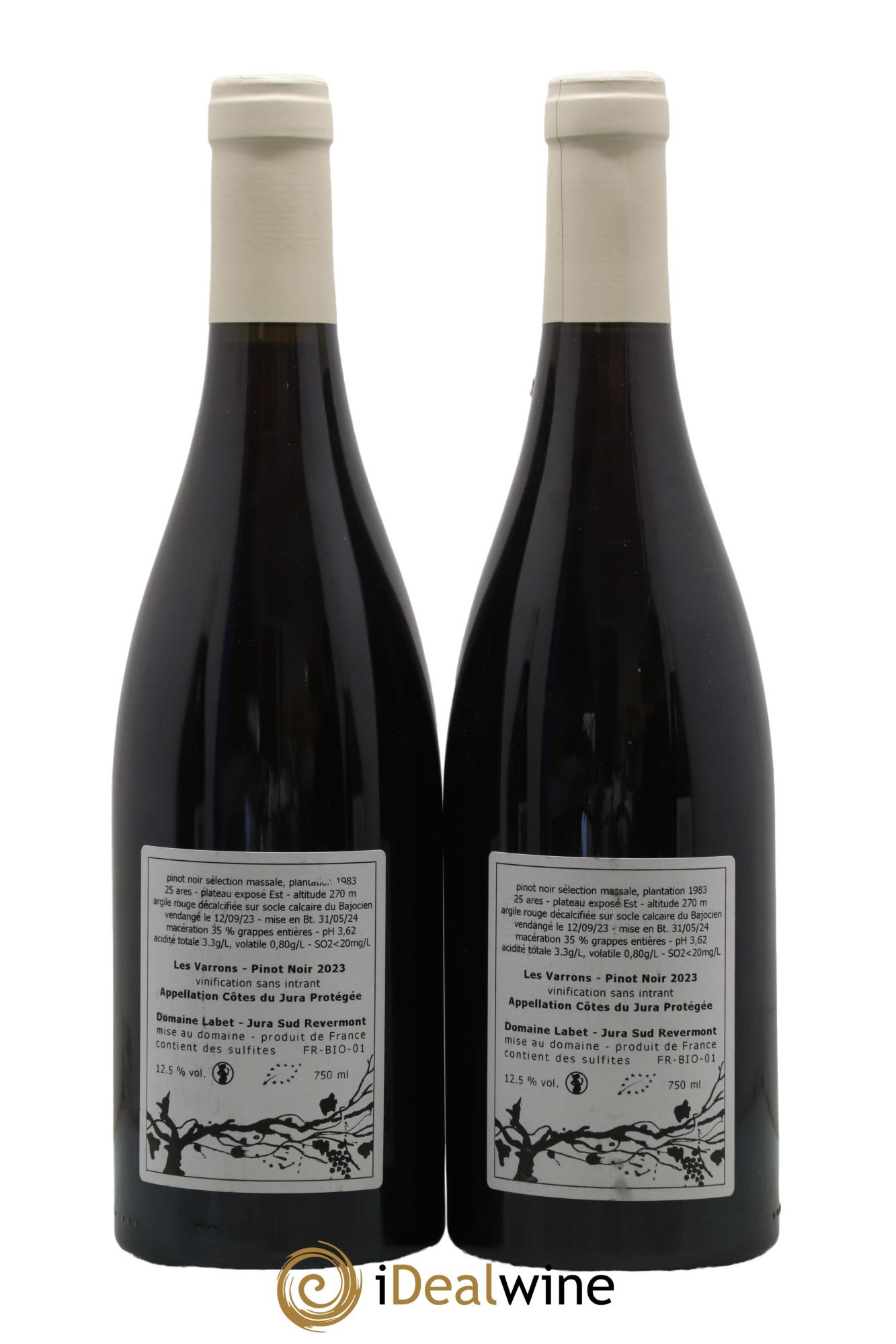 Côtes du Jura Pinot Noir Les Varrons Sélection Massale Romain - Julien  - Charline Labet 2023 - Lot de 2 bouteilles - 1