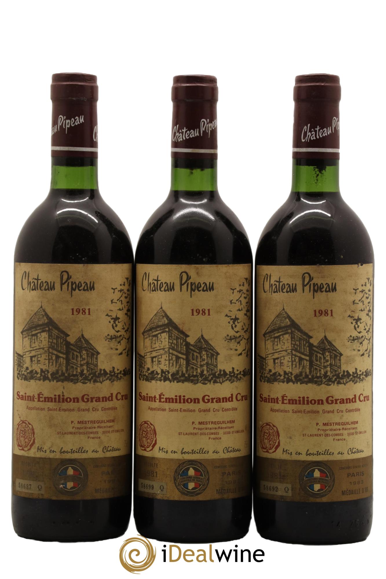 Château Pipeau 1981 - Lot de 3 bouteilles - 0