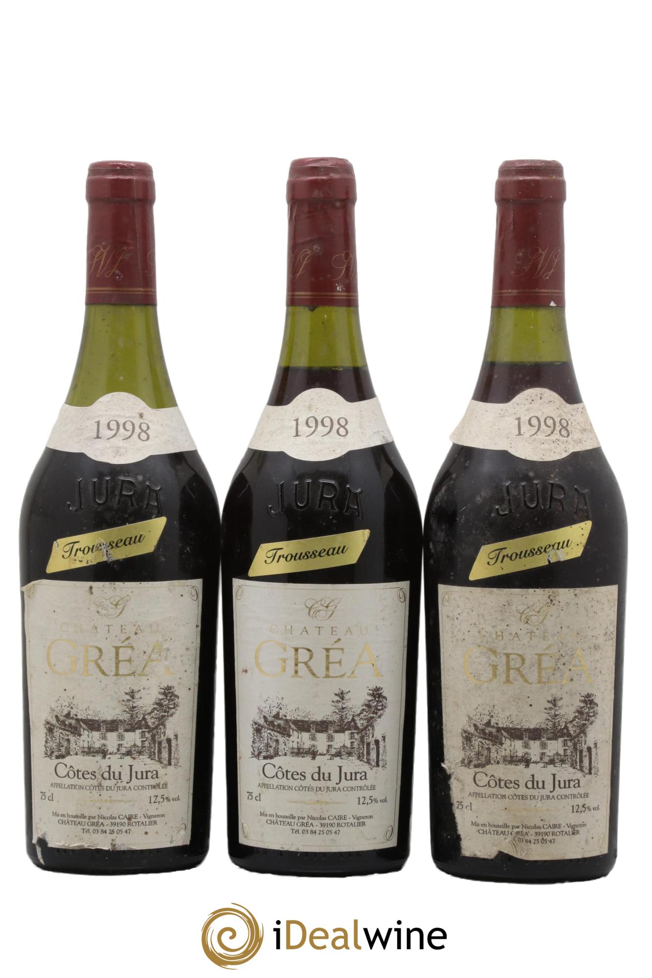 Côtes du Jura Trousseau Château Grea 1998 - Lot de 3 bouteilles - 0