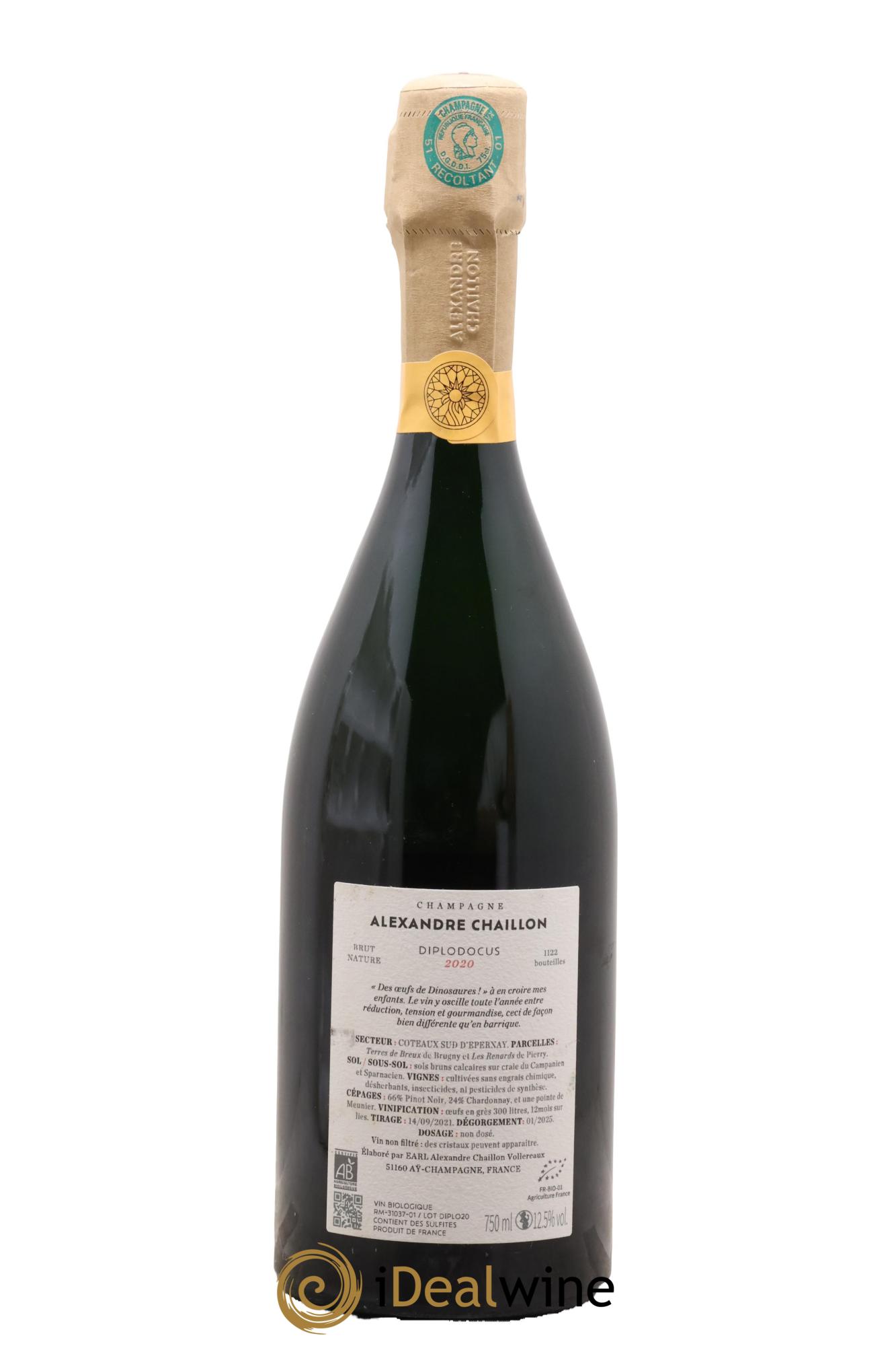Brut Nature Diplodocus Alexandre Chaillon 2020 - Lot de 1 bouteille - 1