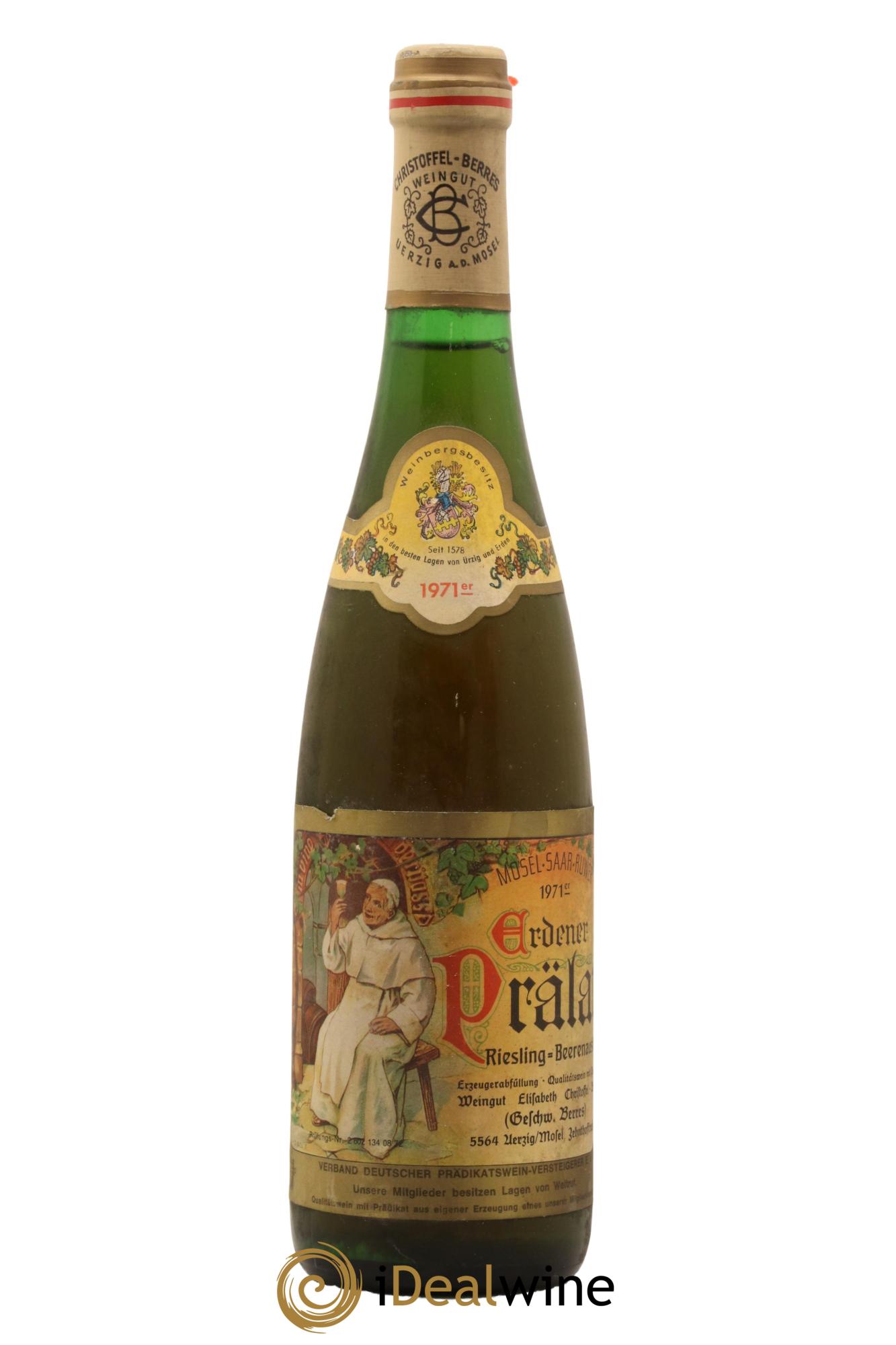 Allemagne Mosel-Saar Weingut Elisabeth Christoffel Berres Erdener Pralat Beerenauslese 1971 - Lot de 1 bouteille - 0