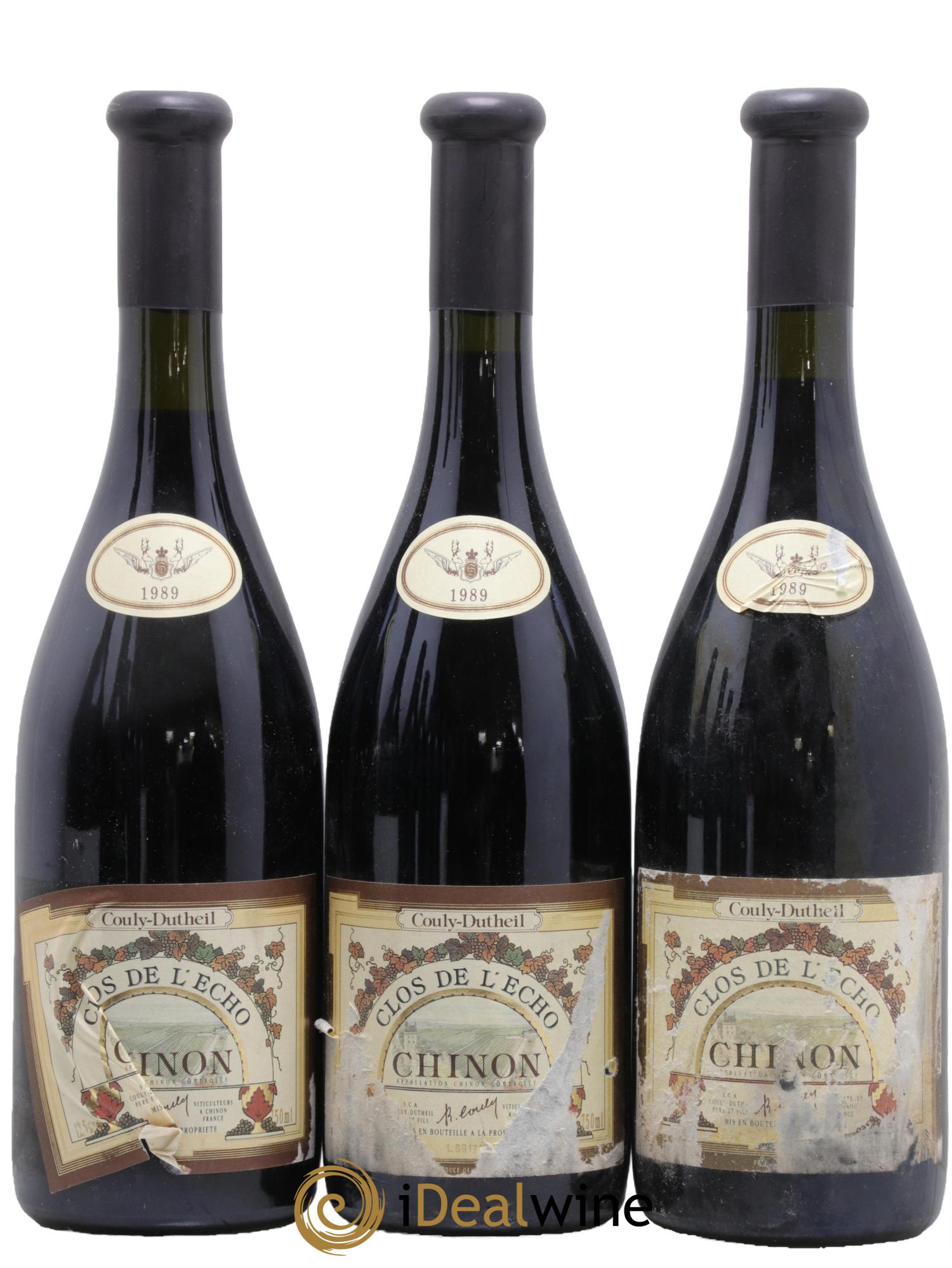 Chinon Clos de l'Echo Couly-Dutheil 1989 - Lot de 3 bouteilles - 0