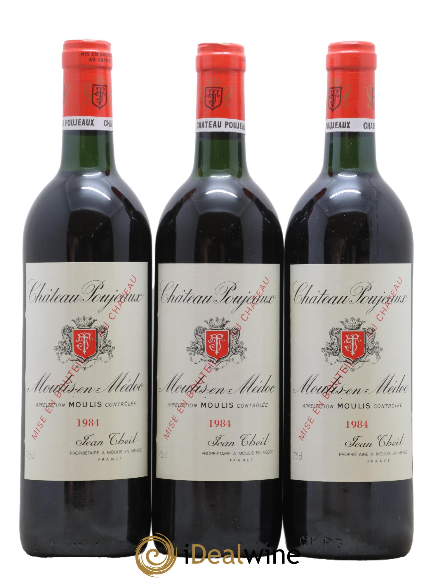 Château Poujeaux 1984 - Lot de 3 bouteilles - 0