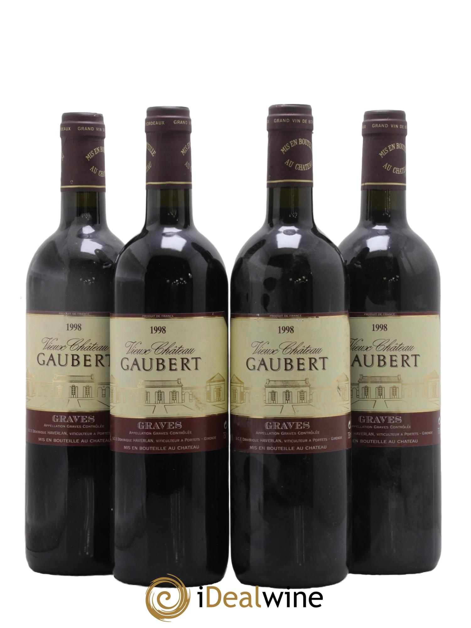 Graves Château Vieux Gaubert 1998 - Posten von 4 Flaschen - 0