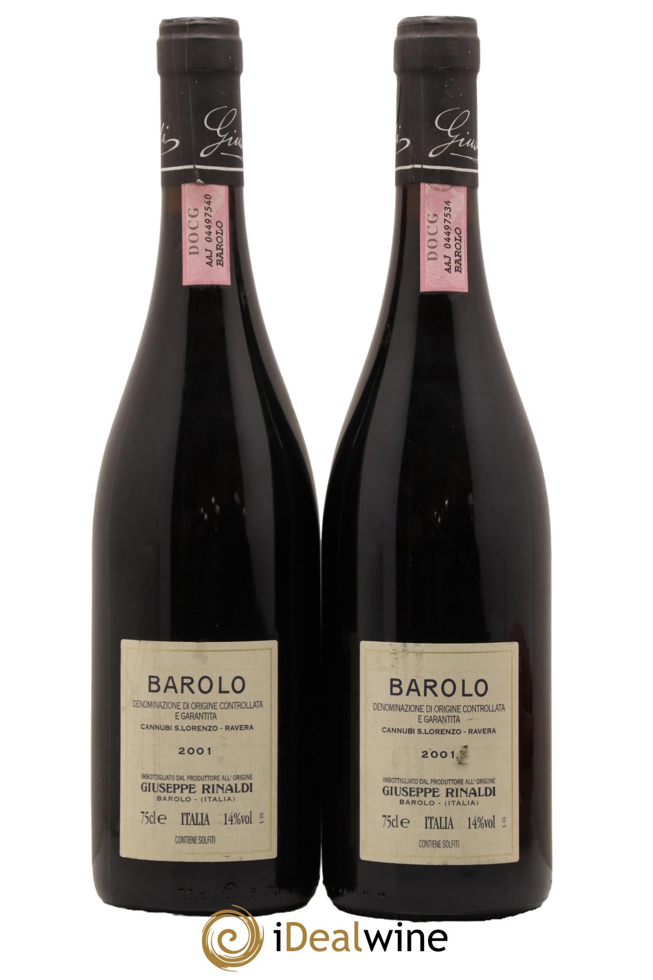 Barolo DOCG Cannubi San Lorenzo Ravera Giuseppe Rinaldi 2001 - Lotto di 2 bottiglie - 1