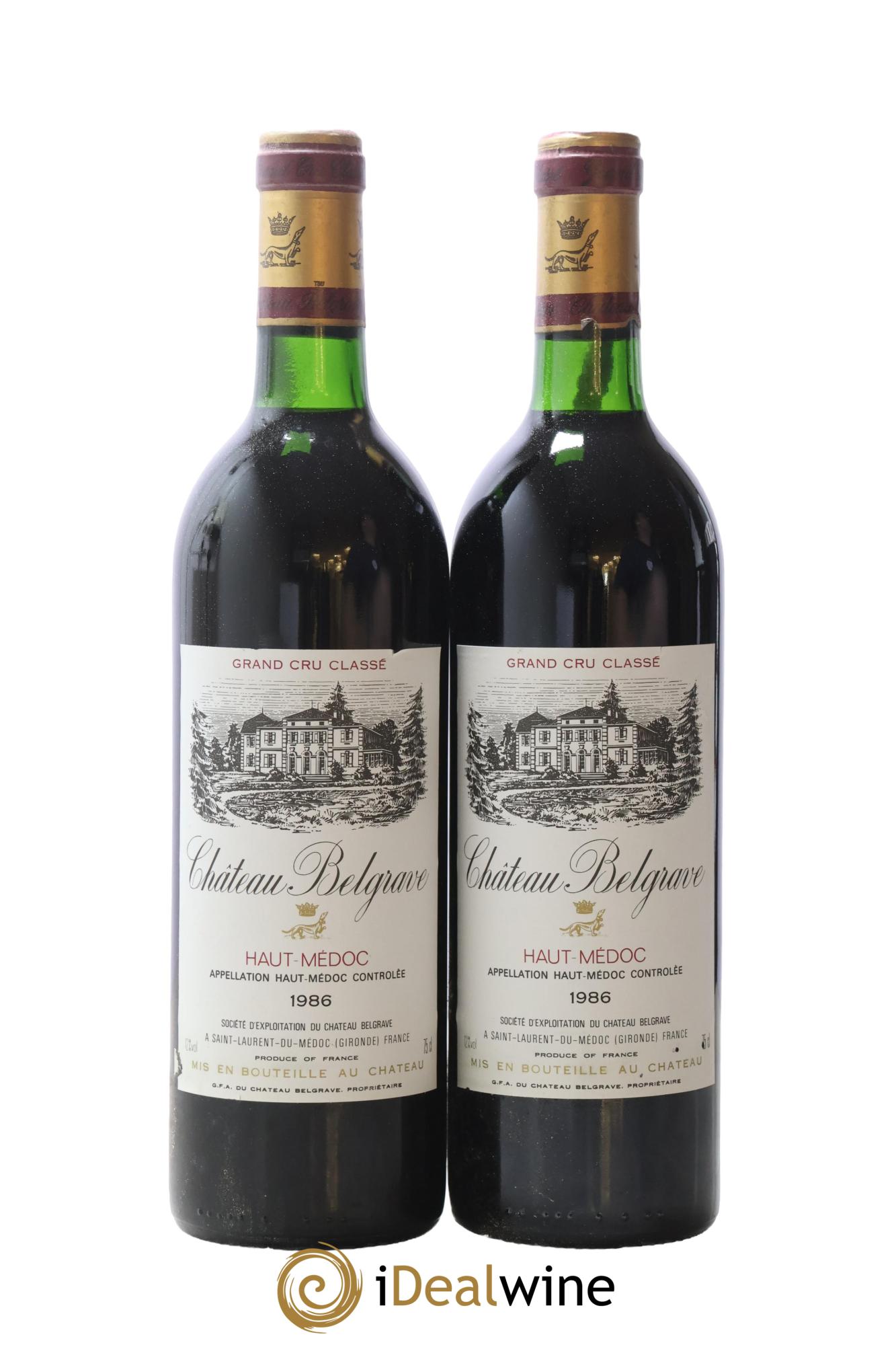 Château Belgrave 5ème Grand Cru Classé 1986 - Lot de 2 bouteilles - 0