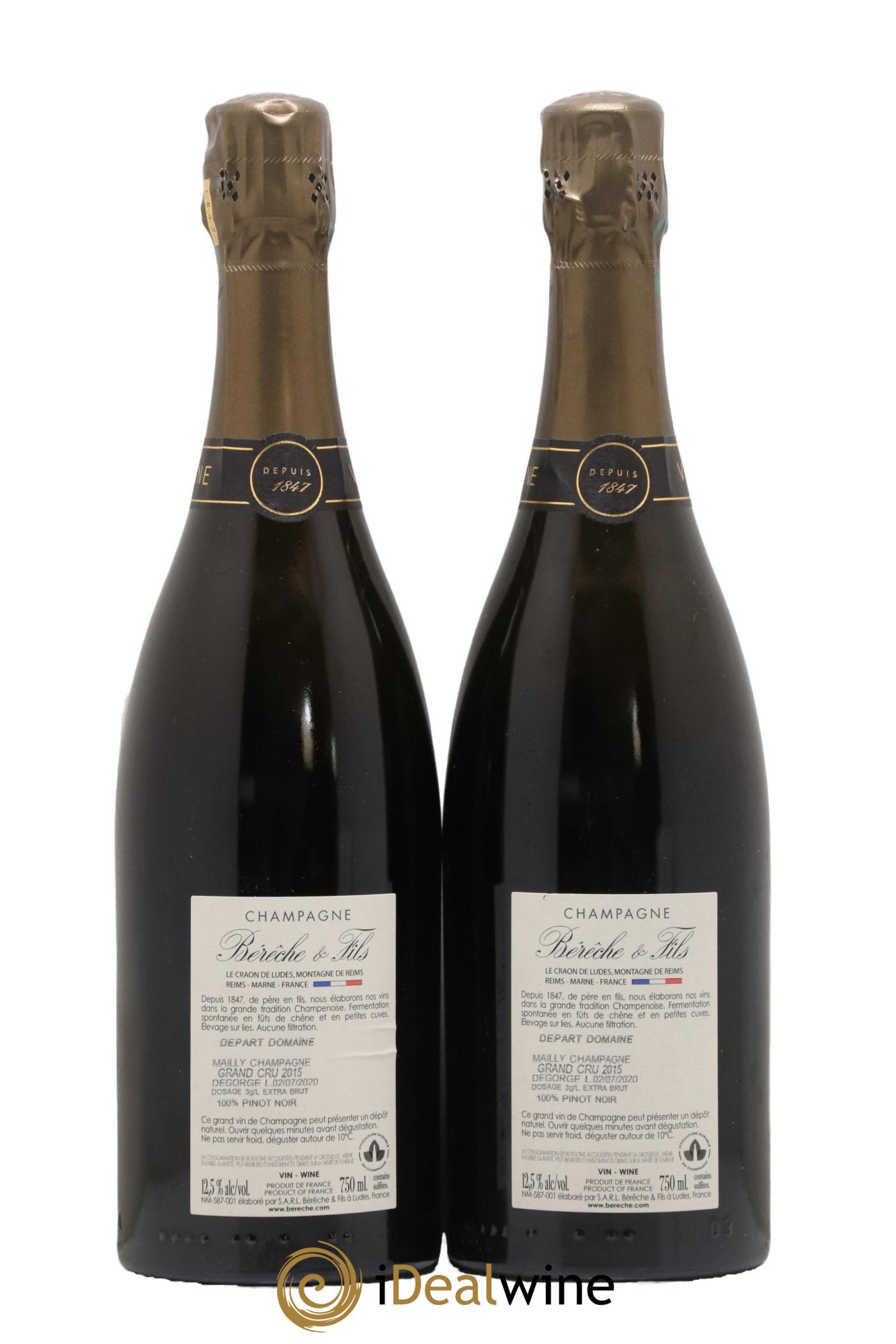 Mailly-Champagne Grand Cru Extra-Brut Bérêche et Fils 2015 - Lot de 2 bouteilles - 1