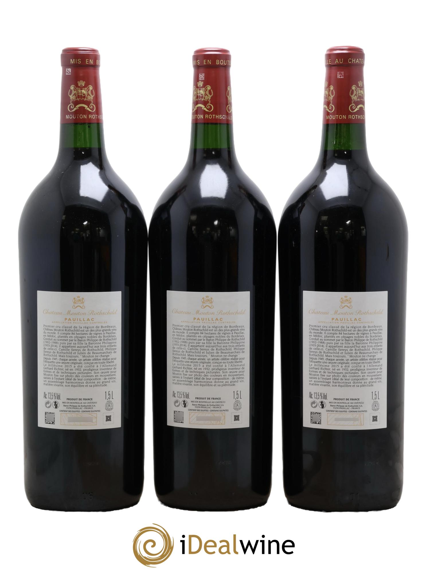 Château Mouton Rothschild 1er Grand Cru Classé 2015 - Lot of 3 magnums - 1