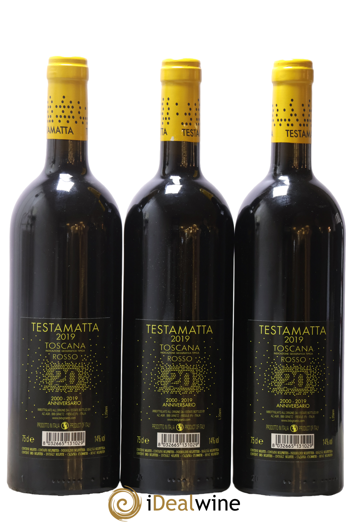 Toscana IGT Testamatta Bibi Graetz 2019 - Lot de 3 bouteilles - 1