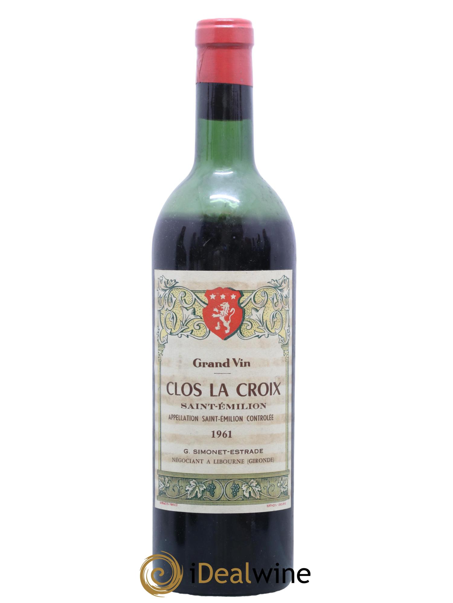 Saint-Émilion Clos La Croix 1961 - Lot de 1 bouteille - 0