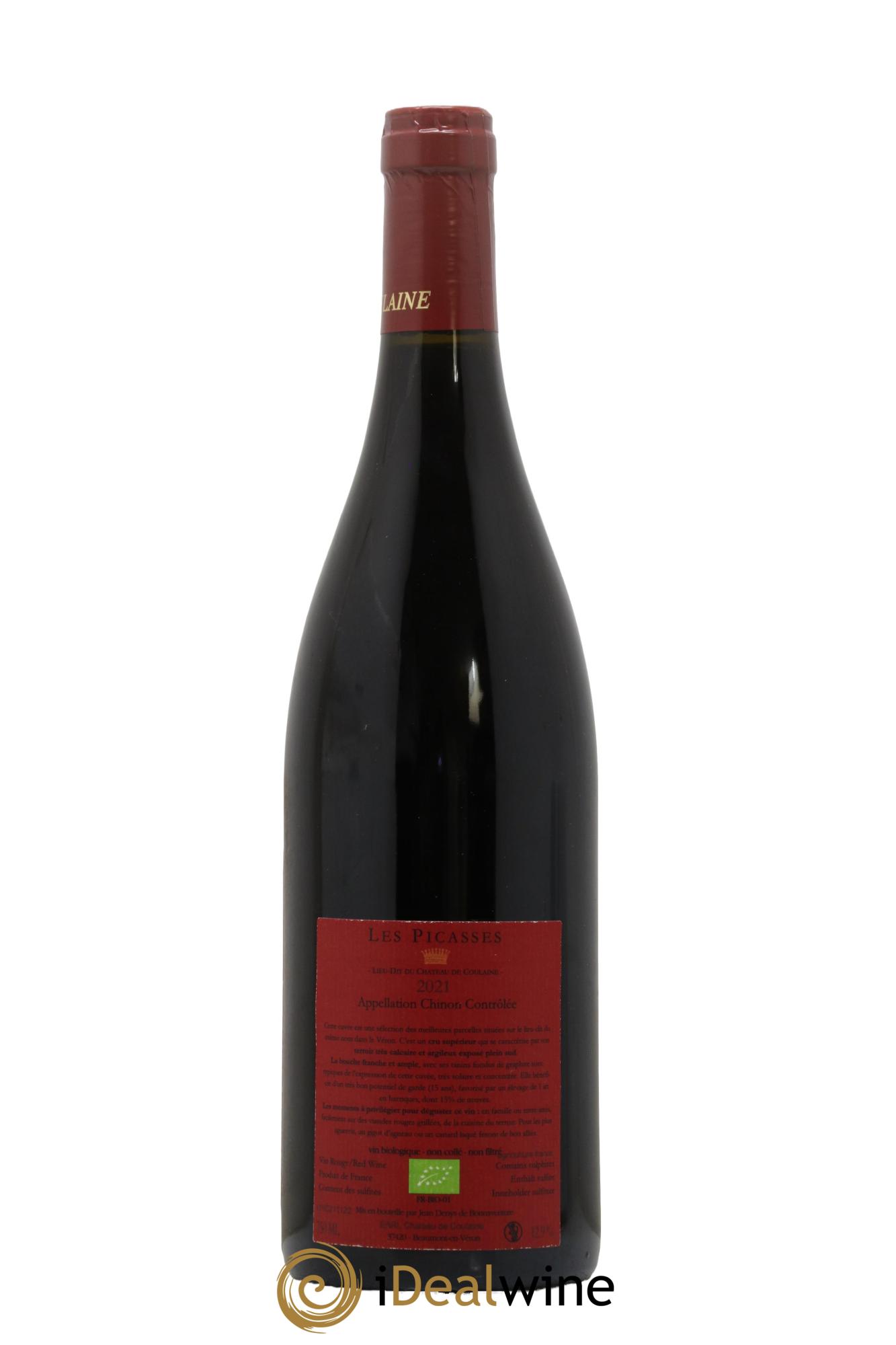 Chinon Les Picasses Château De Coulaine 2021 - Lot de 1 bouteille - 1
