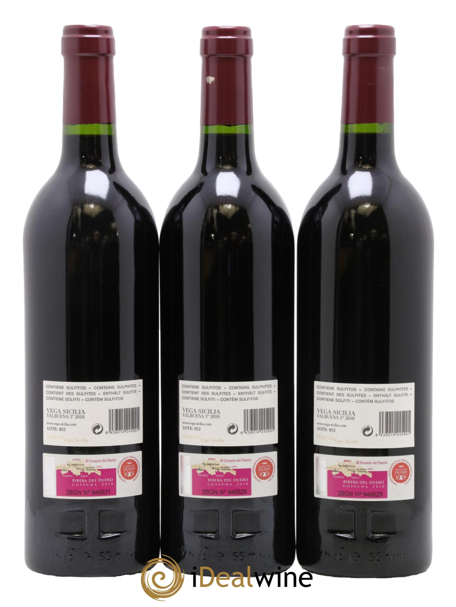 Ribera Del Duero DO Vega Sicilia Valbuena 5 ano Famille Alvarez 2010 - Lot of 6 bottles - 4