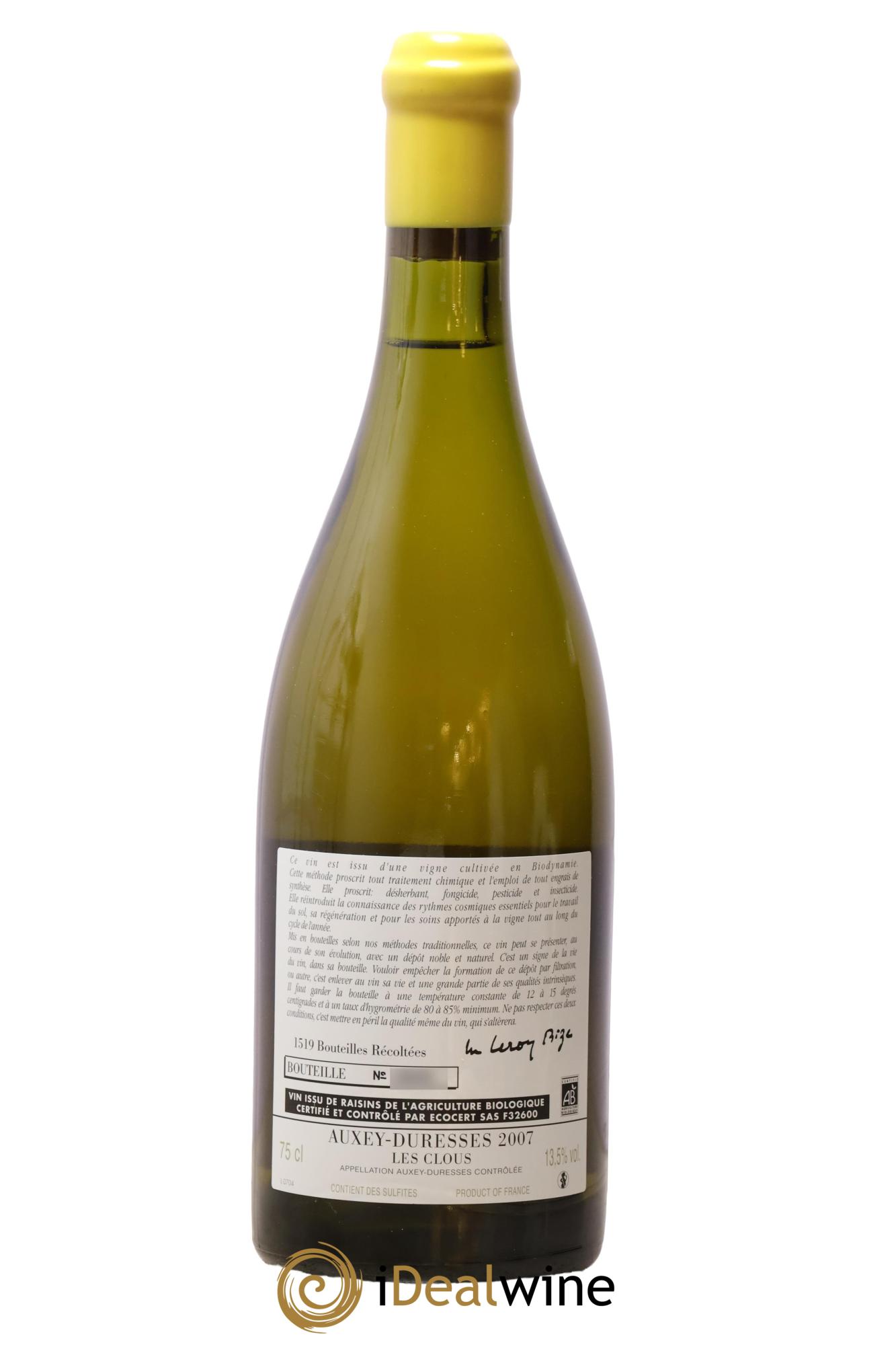 Auxey-Duresses Les Clous d'Auvenay (Domaine) 2007 - Posten von 1 Flasche - 1