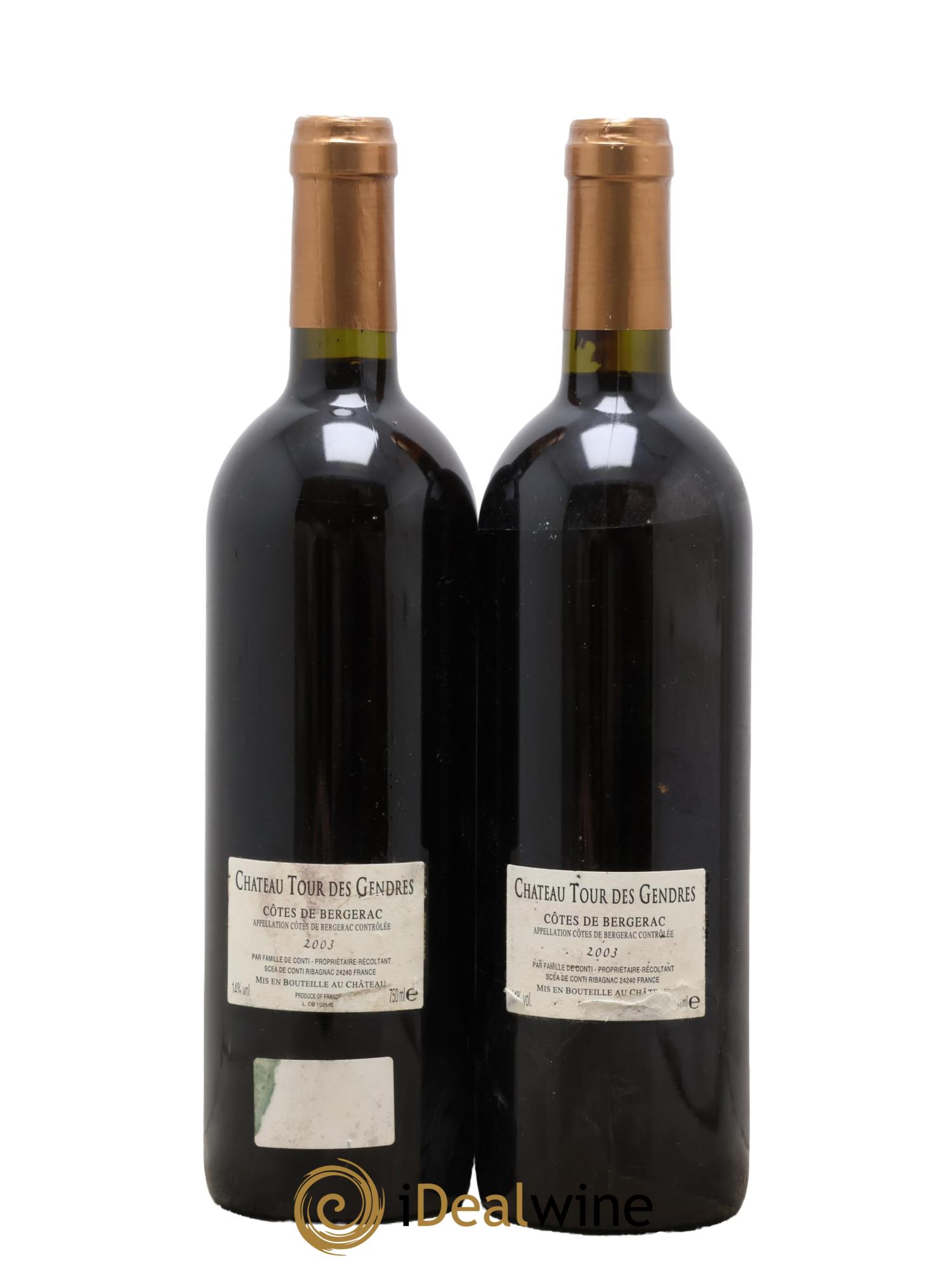 Côtes de Bergerac Château Tour des Gendres La Gloire de mon père Famille de Conti  2003 - Lot of 2 bottles - 1