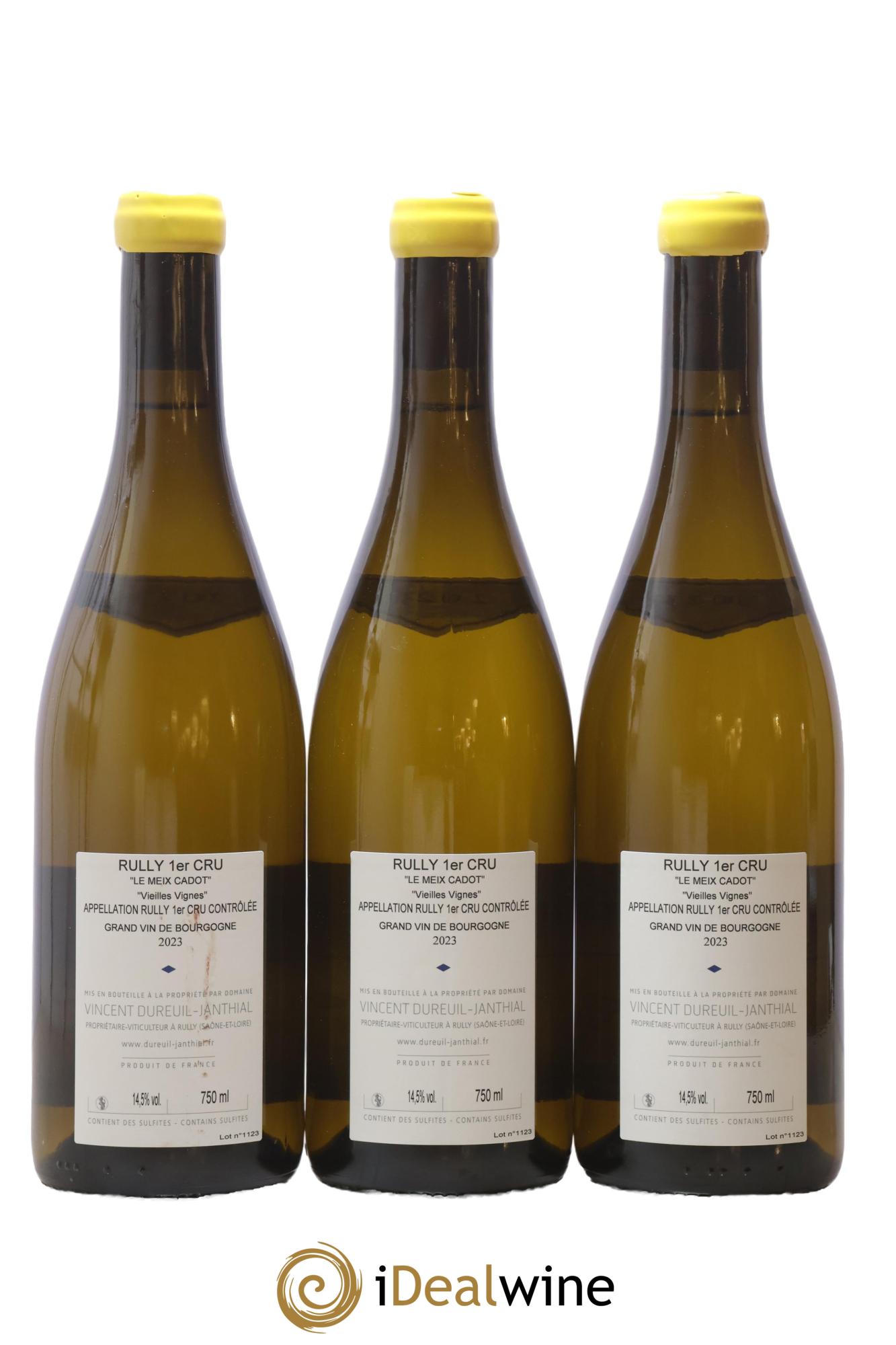 Rully 1er Cru Le Meix Cadot Vieilles Vignes Vincent Dureuil-Janthial 2023 - Lot de 3 bouteilles - 1
