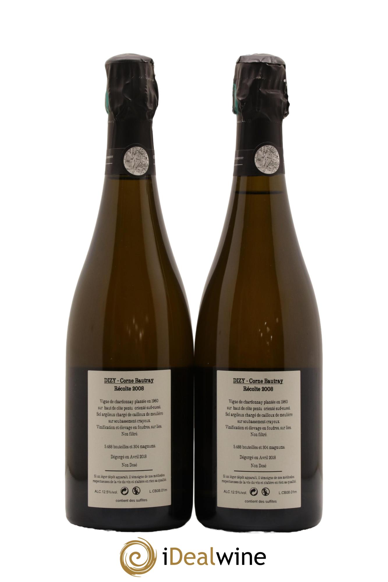 Dizy Corne Bautray Extra-Brut Jacquesson 2008 - Lot of 2 bottles - 1