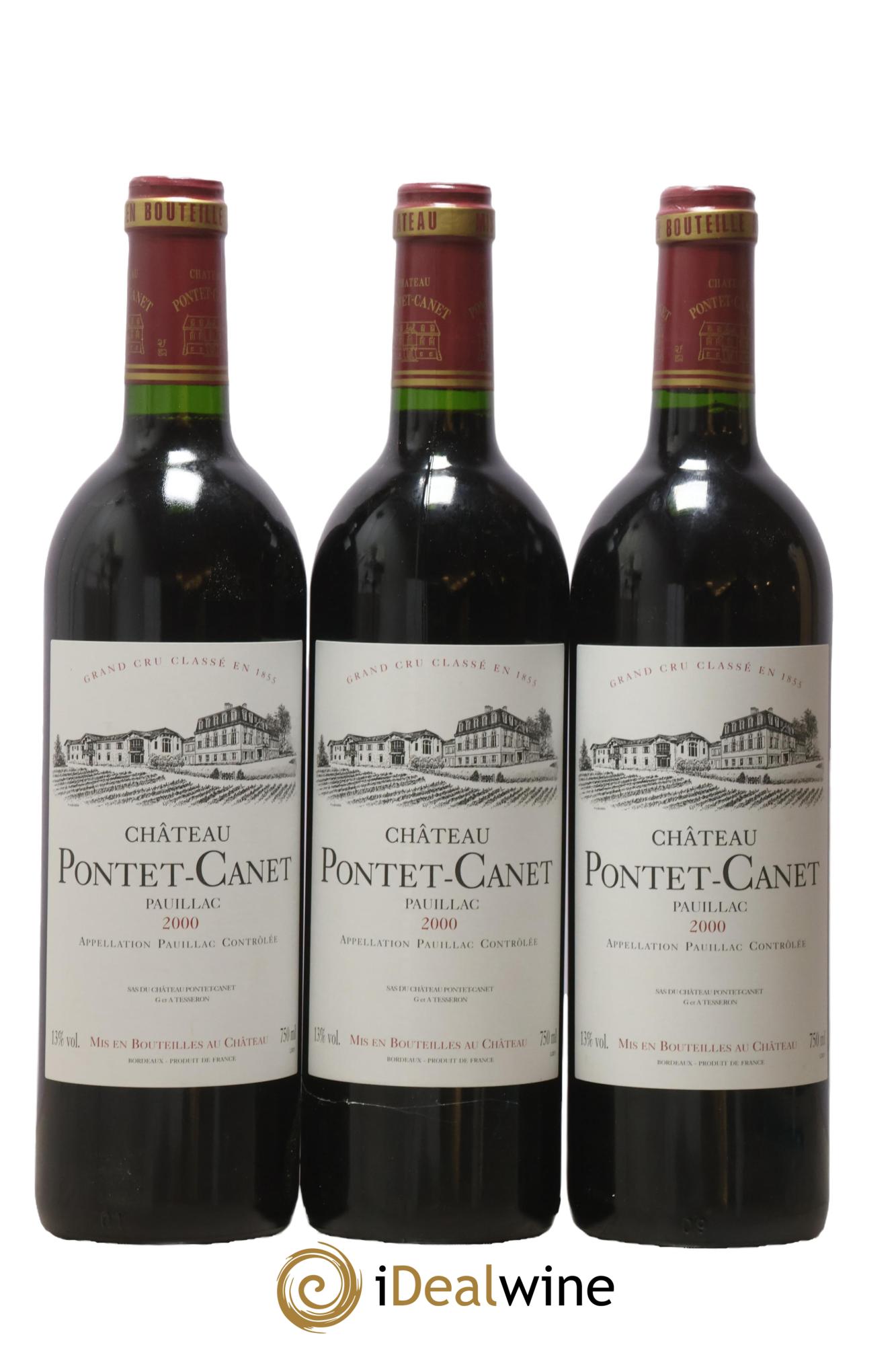 Château Pontet Canet 5ème Grand Cru Classé 2000 - Lot de 3 bouteilles - 0