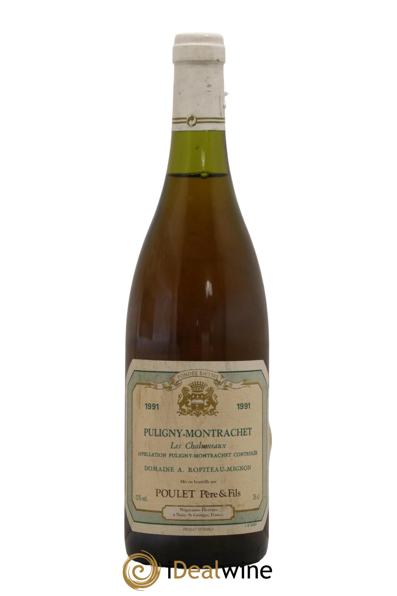 Puligny-Montrachet Chalumeaux Domaine Ropiteau-Mignon - Poulet Père & Fils 1991 - Lot de 1 bouteille - 0